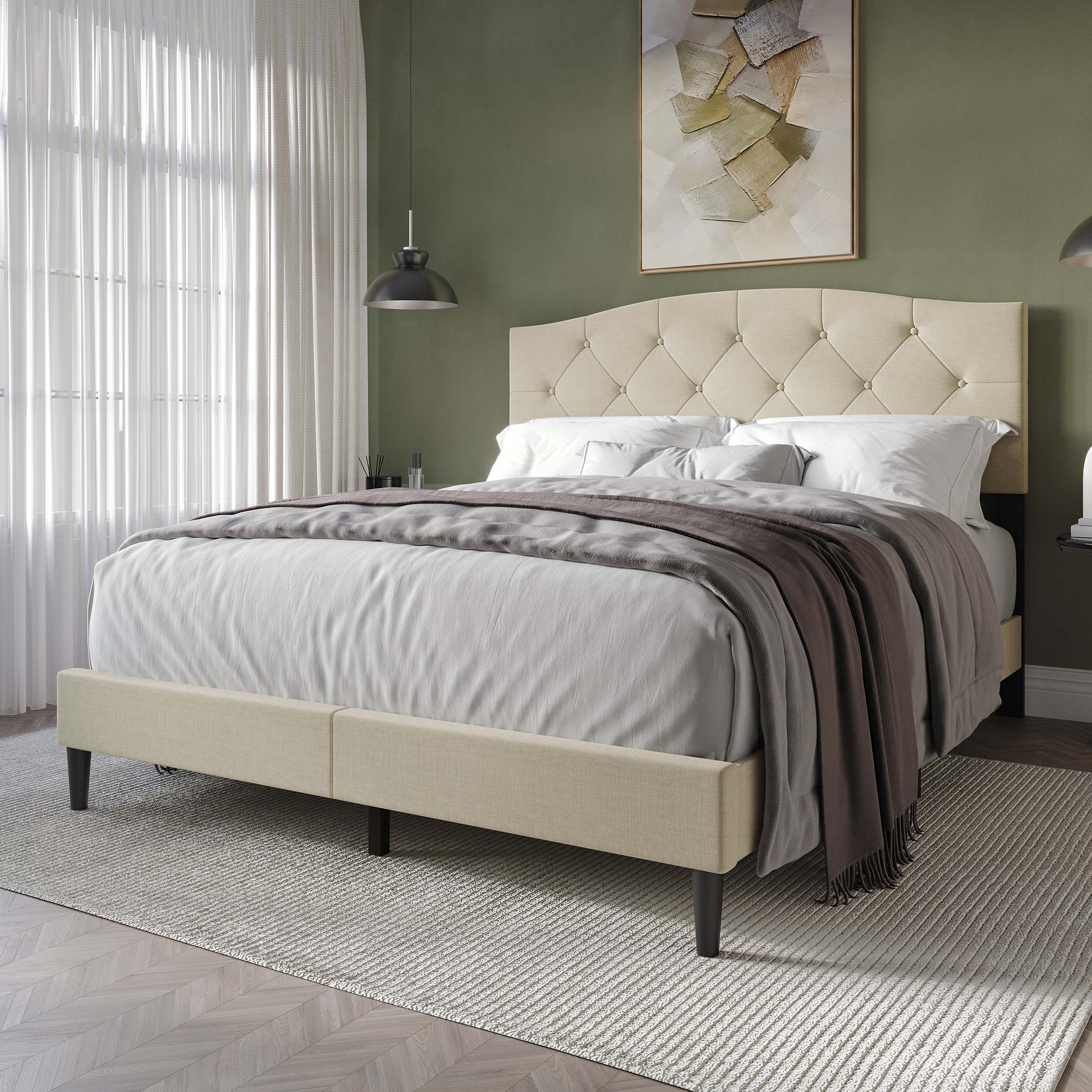 CasePiece C8284TPL-BG-LN Beige Twin Wood Platform Bed