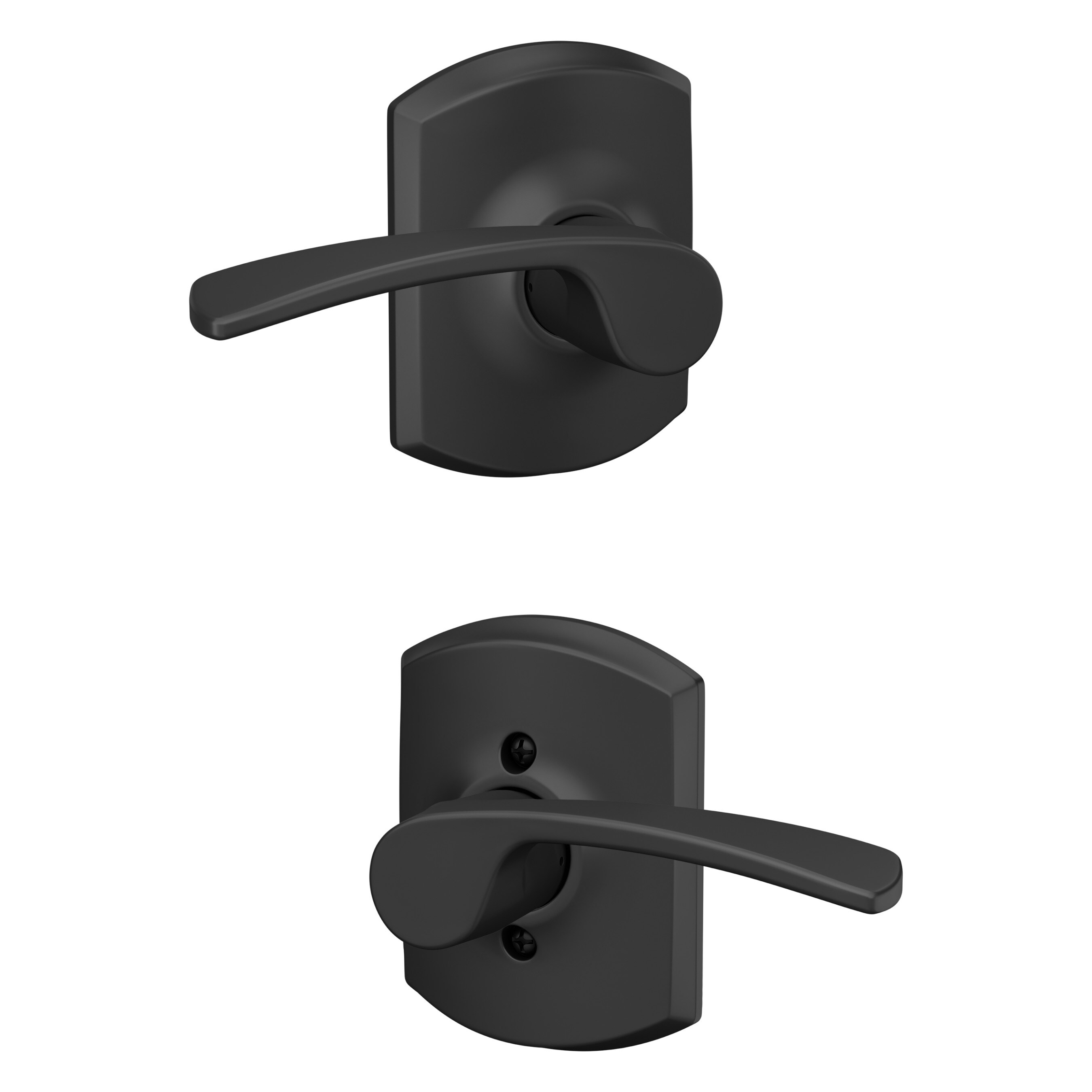 Schlage F10 MER 622 GRW Merano-Greenwich Matte Black Universal Interior/Exterior Hall/Closet Passage Door Handle