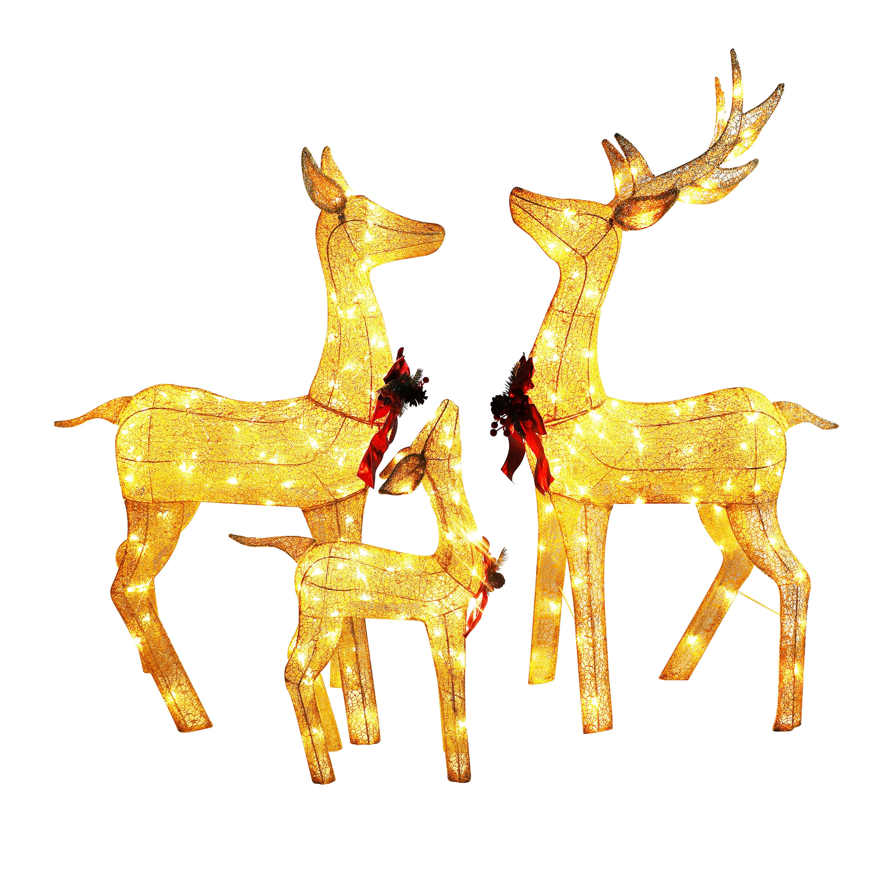 VEIKOUS 4.5 ft. 3D Warm White LED Reindeer Family Christmas