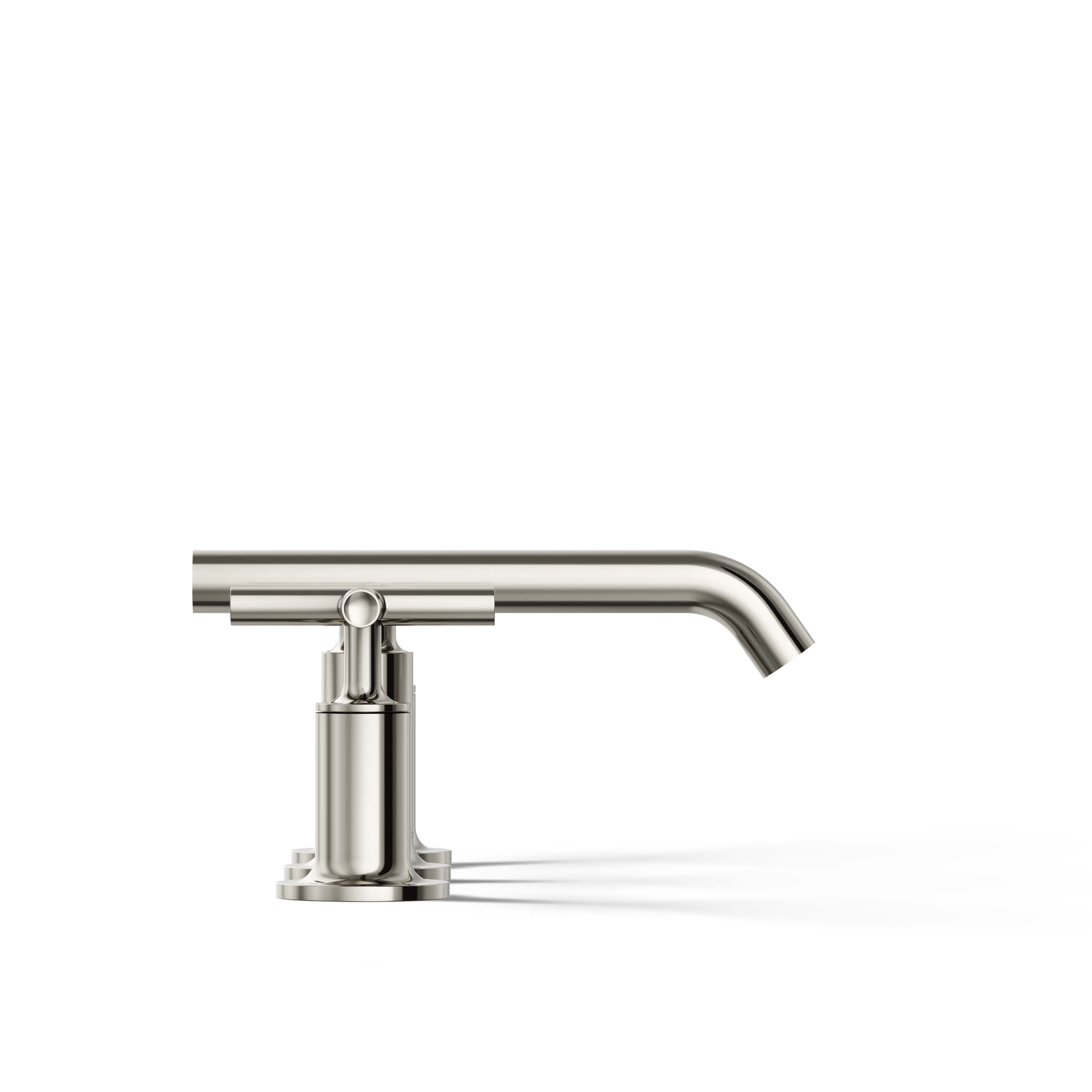 Elegant Purist 8" Widespread Nickel Bathroom Faucet with Low Cross Handles