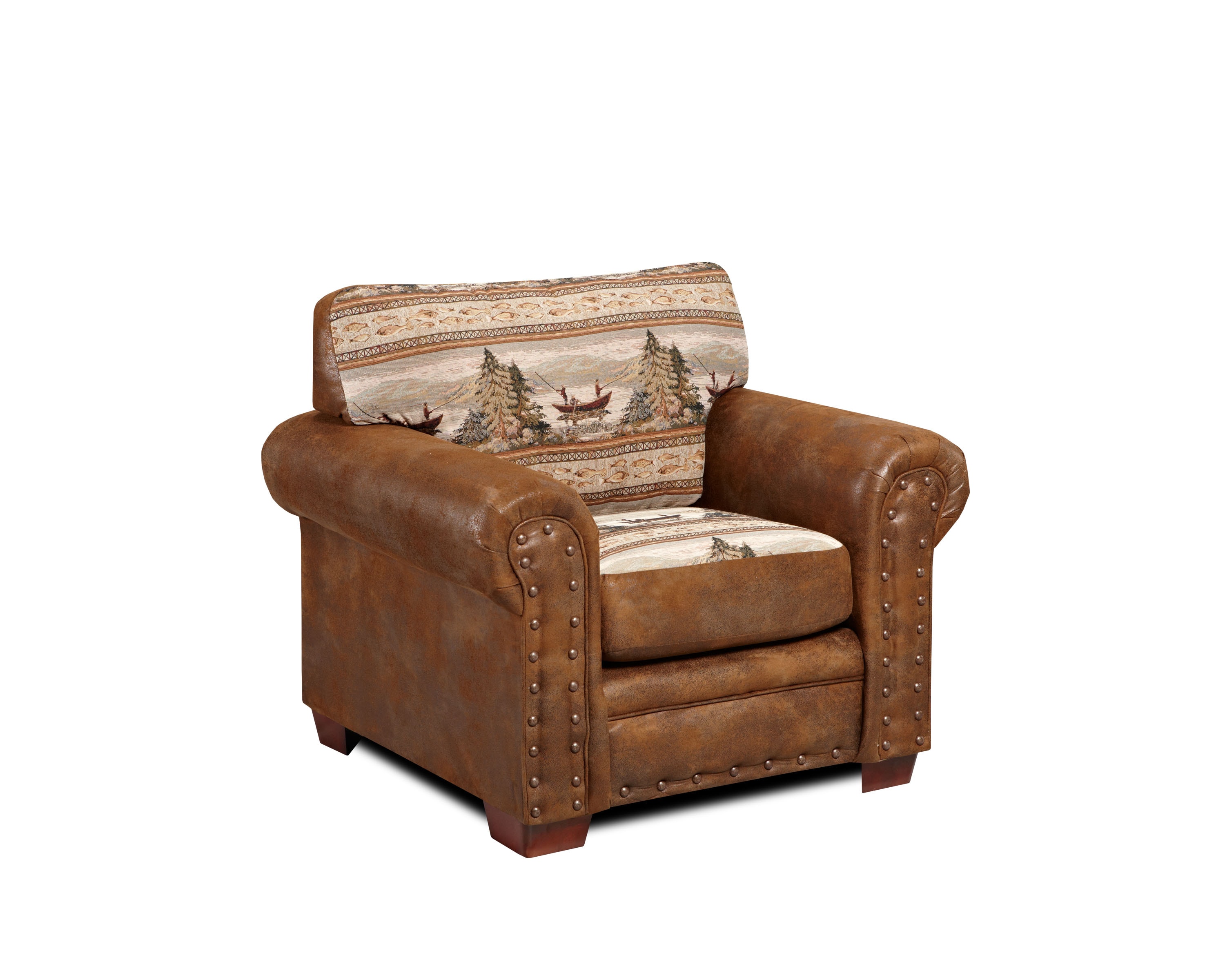 American Furniture Classics 8501-60 Alpine lodge Rustic Alpine lodge tapestry Microfiber Club Chair