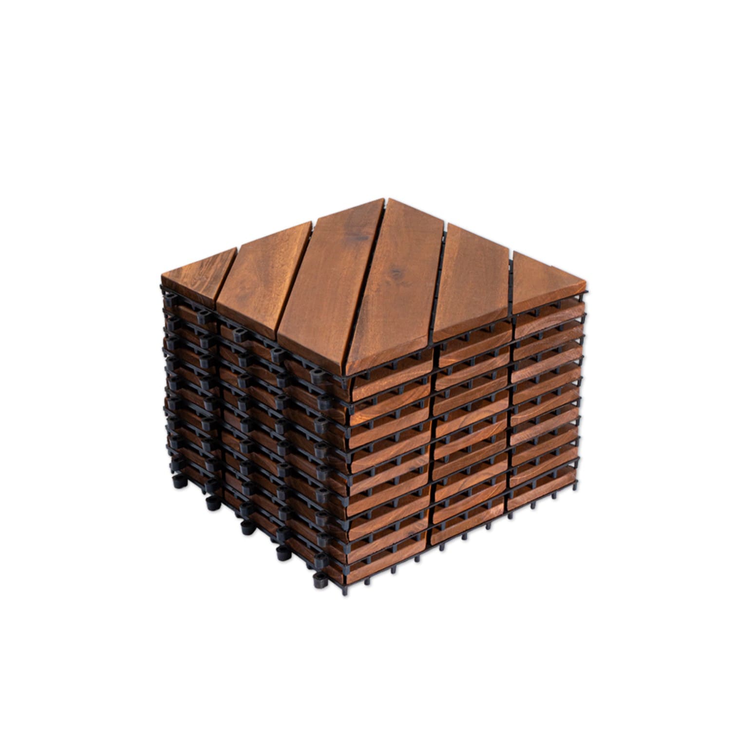 Bayfeve 10-Pack 12 x 12 Inch Brown Acacia Wood Interlocking Deck Tiles (10-sq ft) #BF-433909-MP