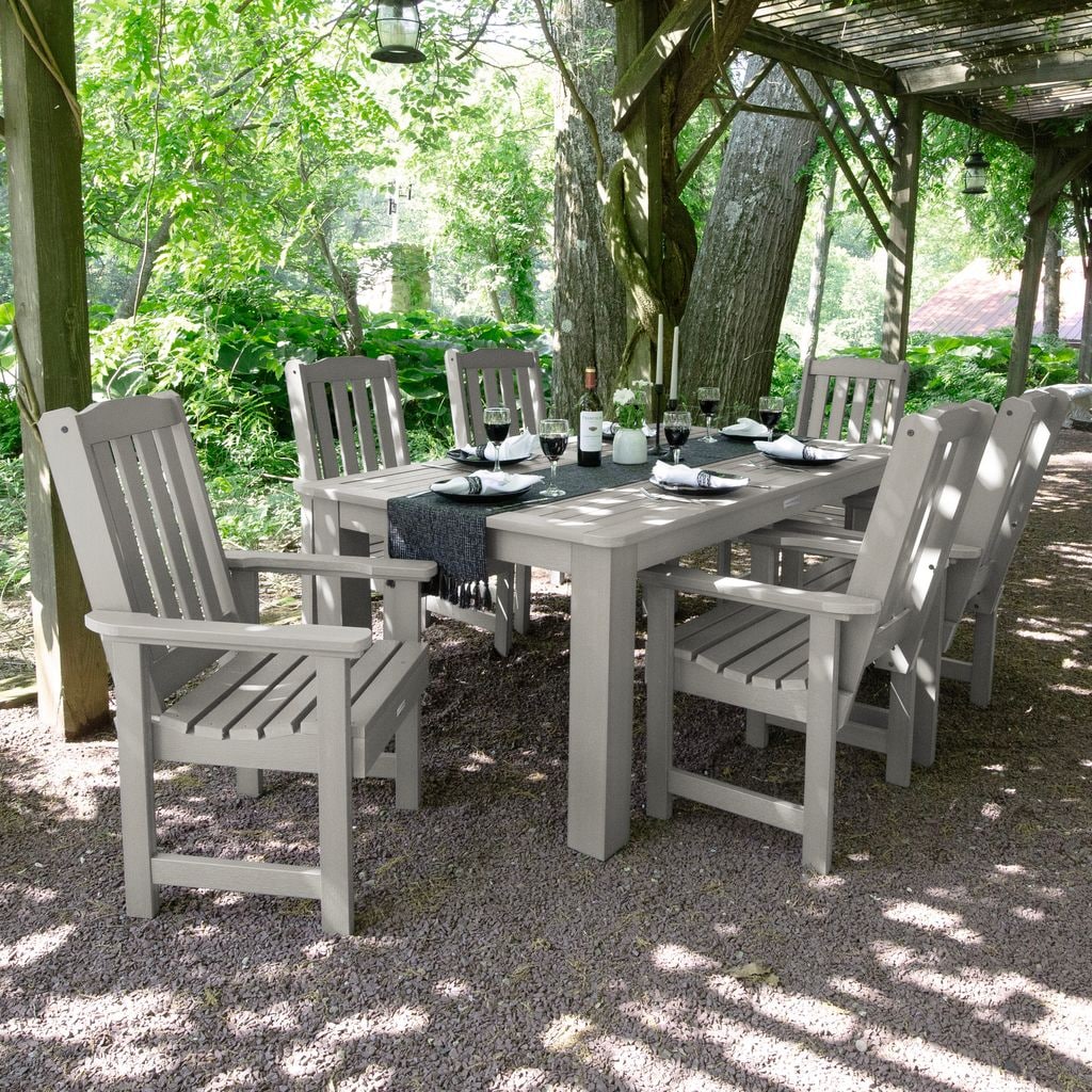 highwood AD-ST7LH1CO4AA-HGR Lehigh 7 -Piece Harbor Gray Patio Dining Set Plastic Rectangle Table with 6 Stationary Chairs
