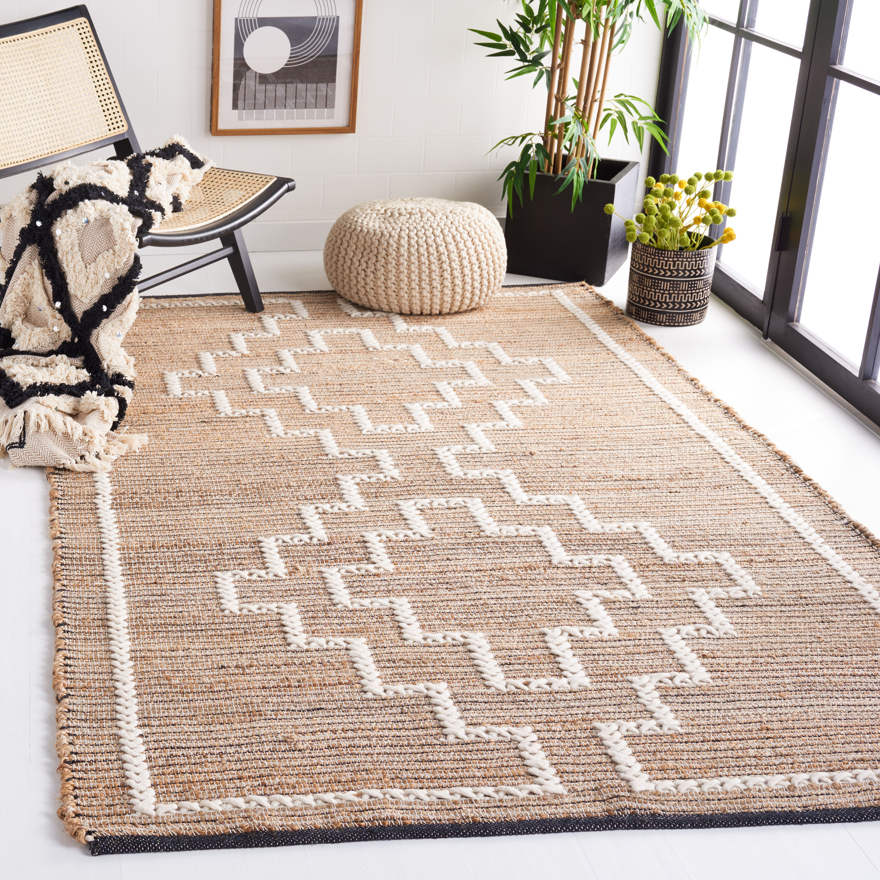  Natural Fiber 375 Natural/Ivory Bohemian 5ft x 8ft Medium Rectangle Rug
