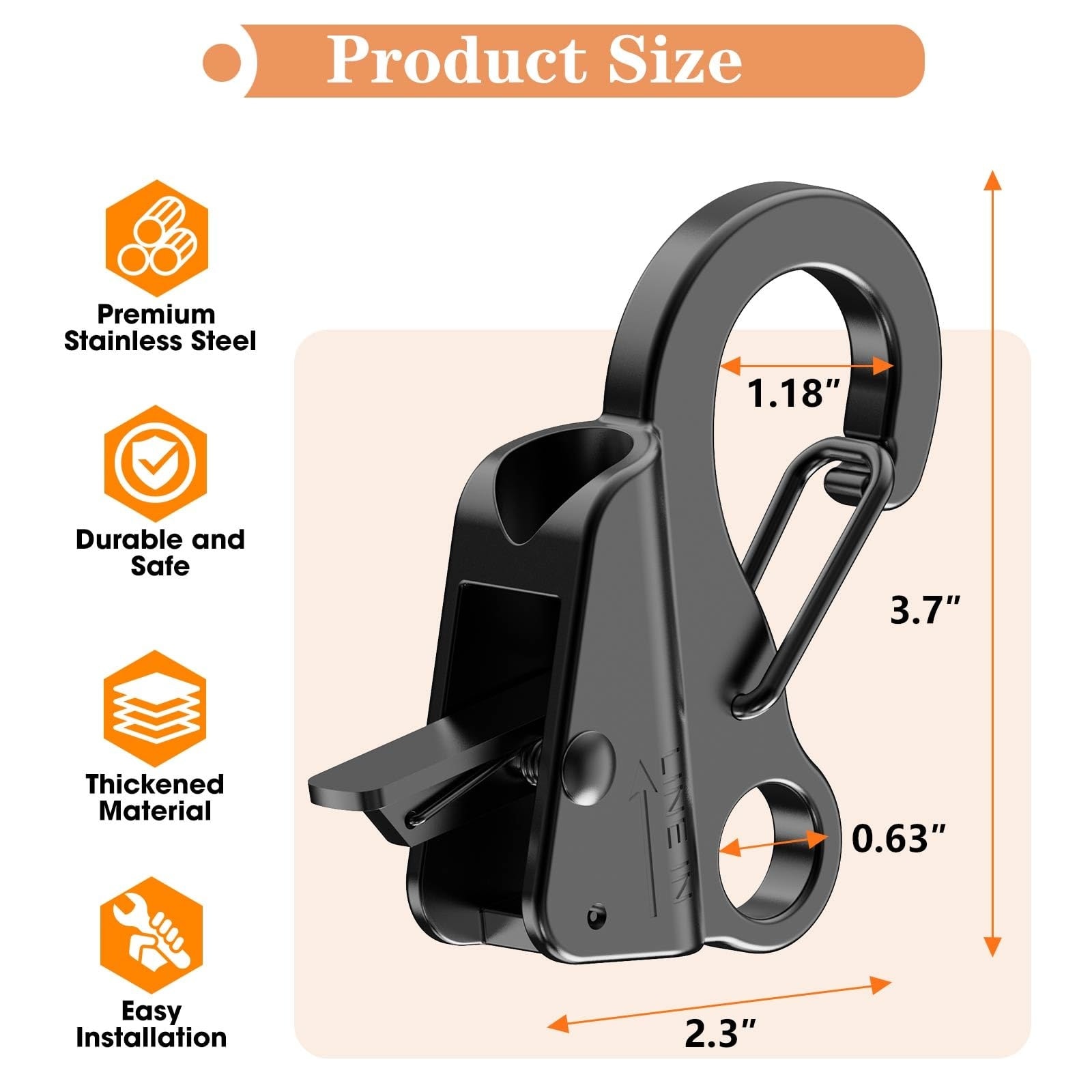 Etokfoks  stainless steel boat anchor hook and marine loop sliding knotless clip for 3 8 to 5 8 in rope up to 8500 lb marine hardware use
