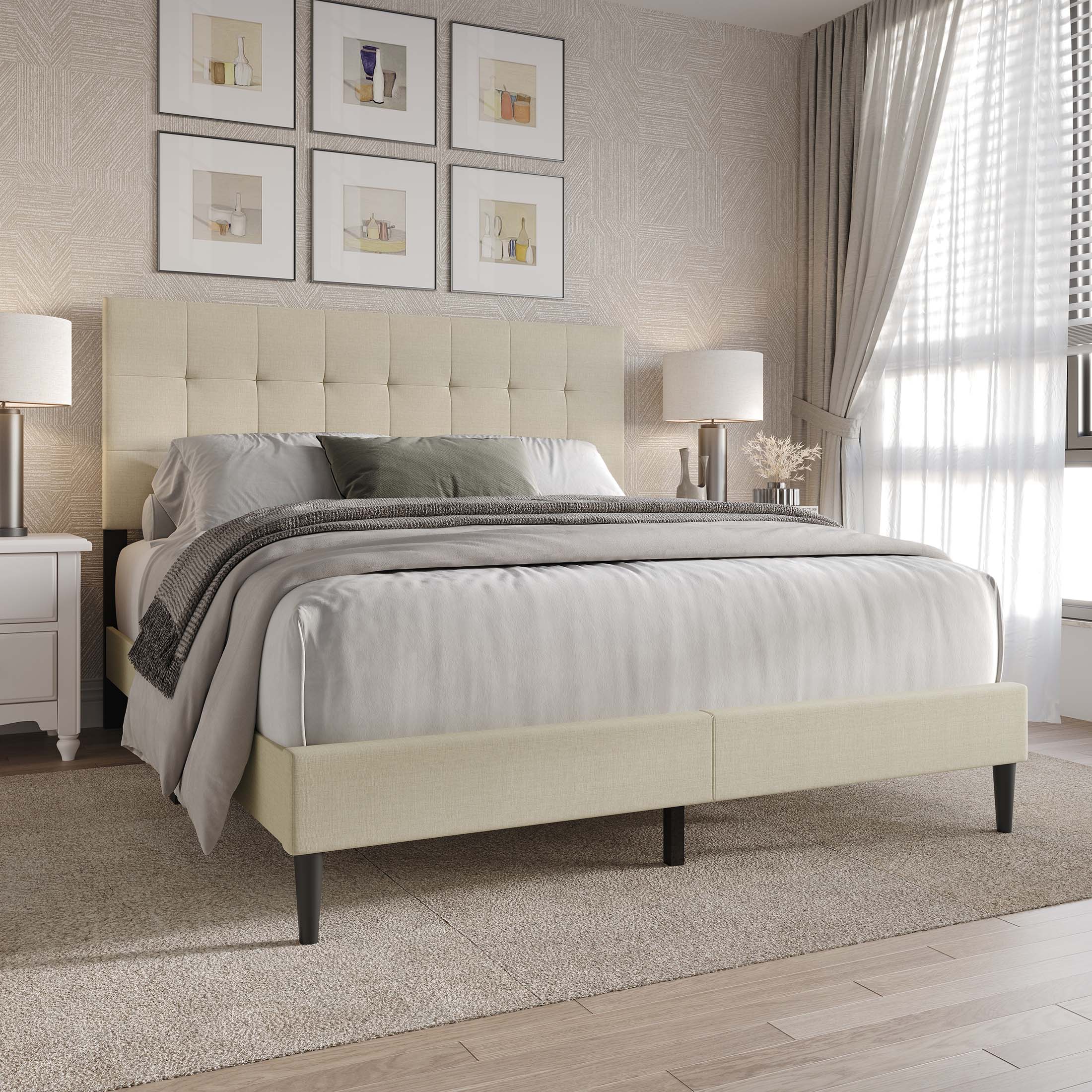 CasePiece C8257KPL-BG-LN Beige King Wood Platform Bed