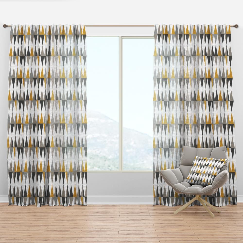 Designart CTN24185-52-63 63-Inches Blue Abstract Room darkening Thermal lined Rod pocket Single curtain panel