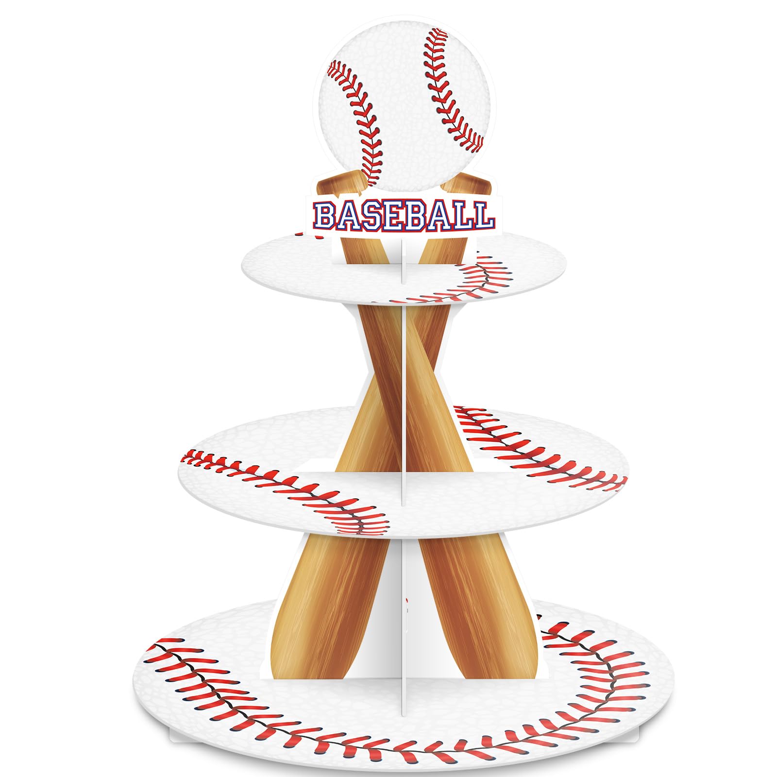 Aoibox 12 in W x 8 in H x 15 2 in D Baseball 3 Tier Cardboard Cupcake Stand Birthday Party Centerpiece #LABFX2DK