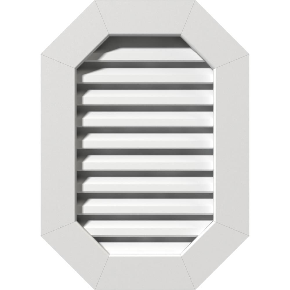 Ekena Millwork GVPOV20X3201FUN 20-in x 32-in Off-white Octagon PVC Gable Louver Vent