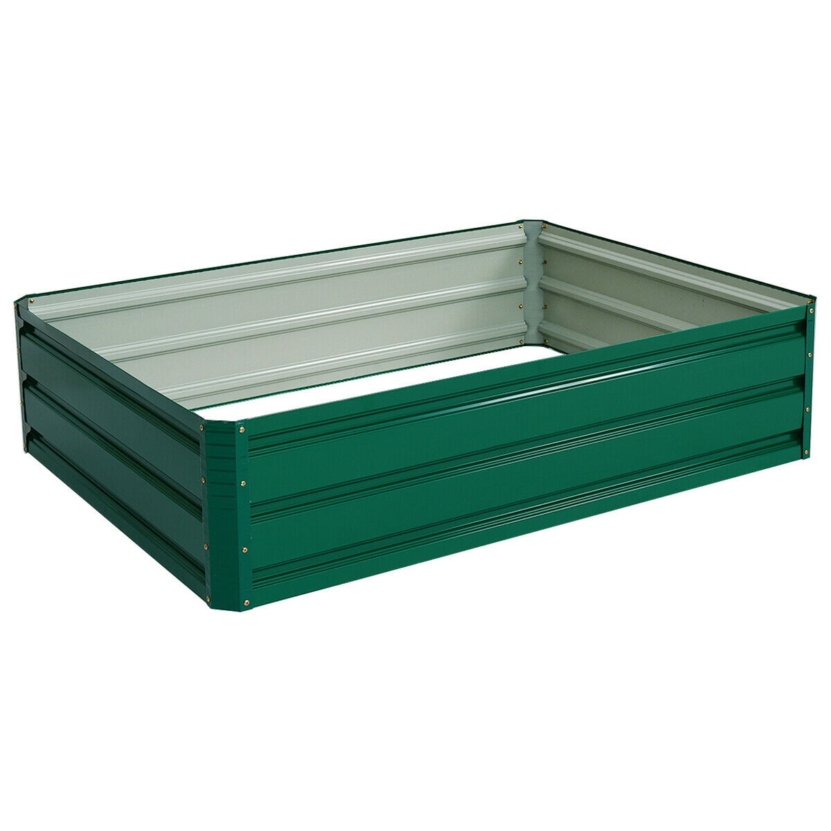 WELLFOR GT-HPY-3031 12-Inches H x 47-Inches W Dark Green Outdoor Rectangular Steel Plant Stand