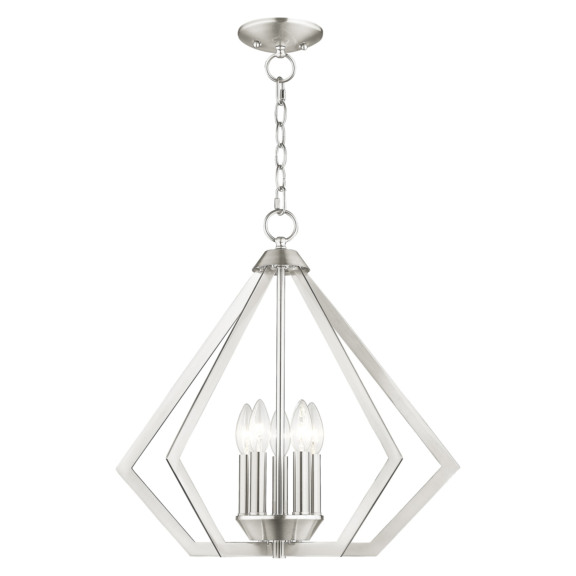 Livex Lighting 40925-91 Prism 5 -Light Brushed Nickel Modern/contemporary For Use in Bathrooms, Bedrooms, Dining Rooms, Foyers, Kitchens, Living Rooms Chandelier