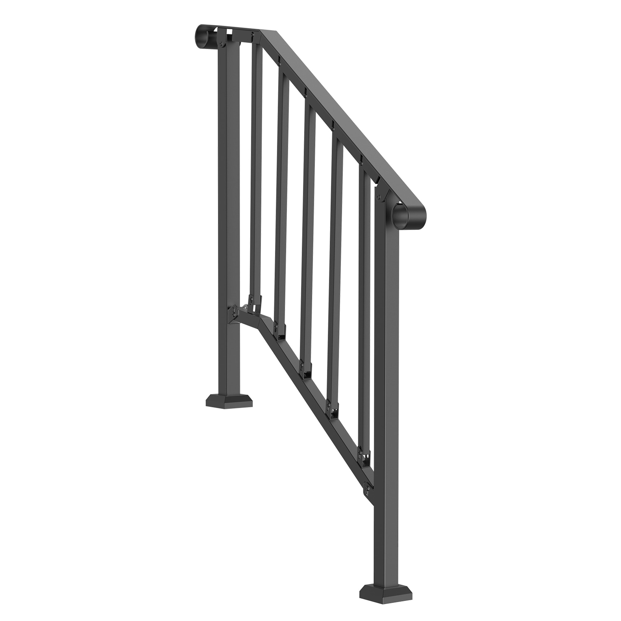 HyperDrop Cart 2-3 Step Retro Arch Porch Railing/ Black Wrought Iron Style Outdoor Handrail/ Flexible Transitional Step Rail/ Anti-slip Safety Support for Outdoor Entry Steps