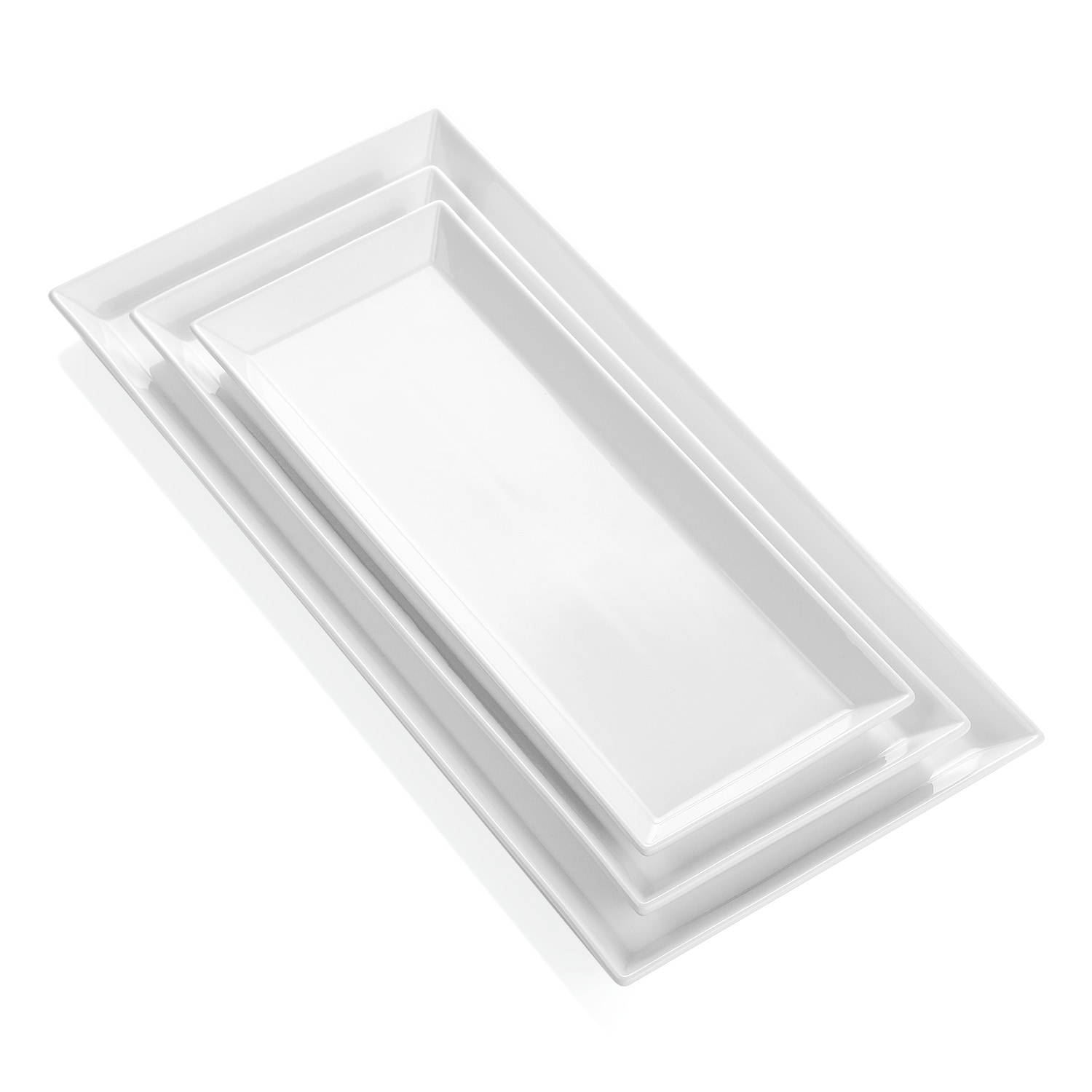 Sweese PLATTERS3-WH Porcelain White Platters, Rectangular Serving Trays With 3 Sizes