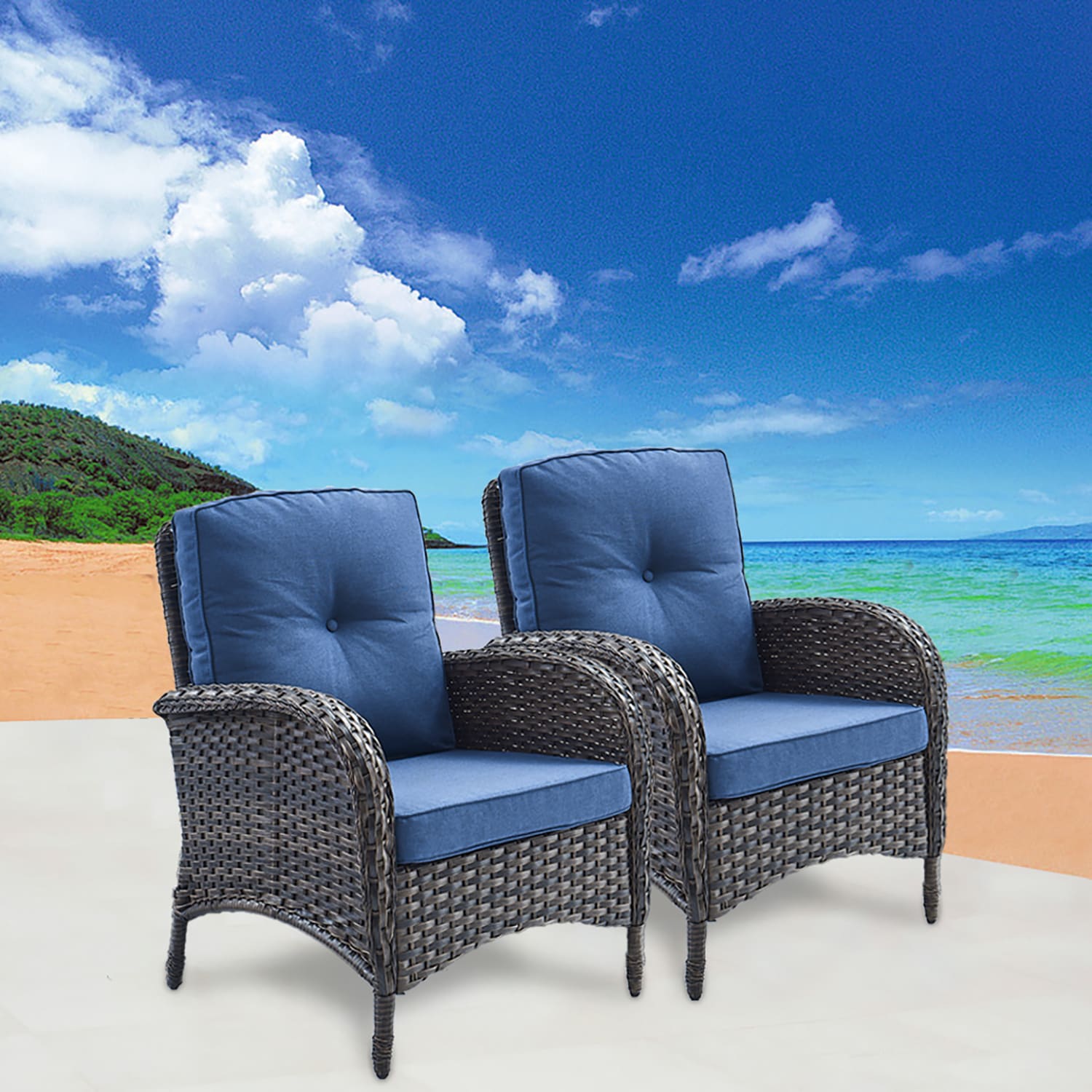 Rilyson New Juno Wicker Frame Conversation Chair(s) with