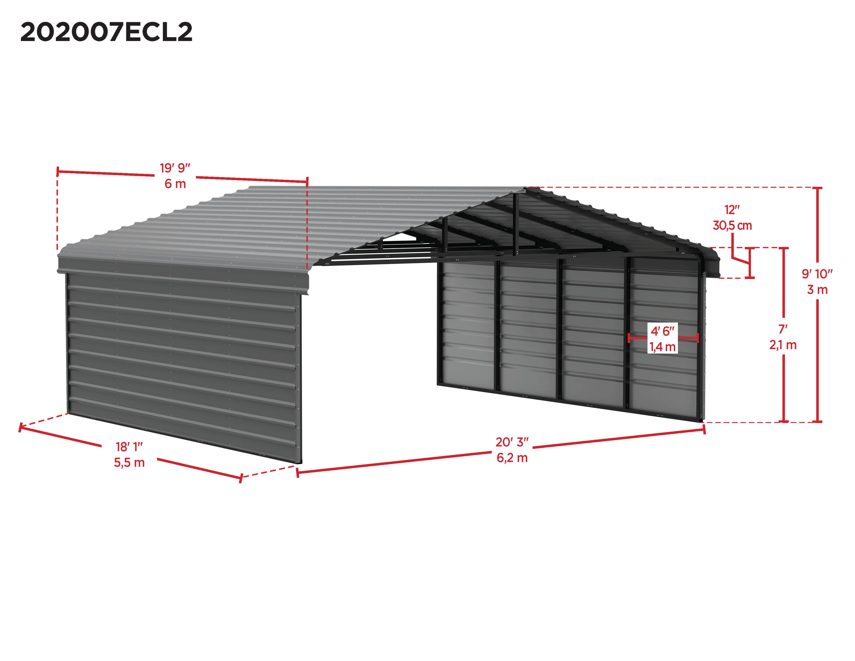 Arrow CPH202007ECL2 Carport-Covers - View #2