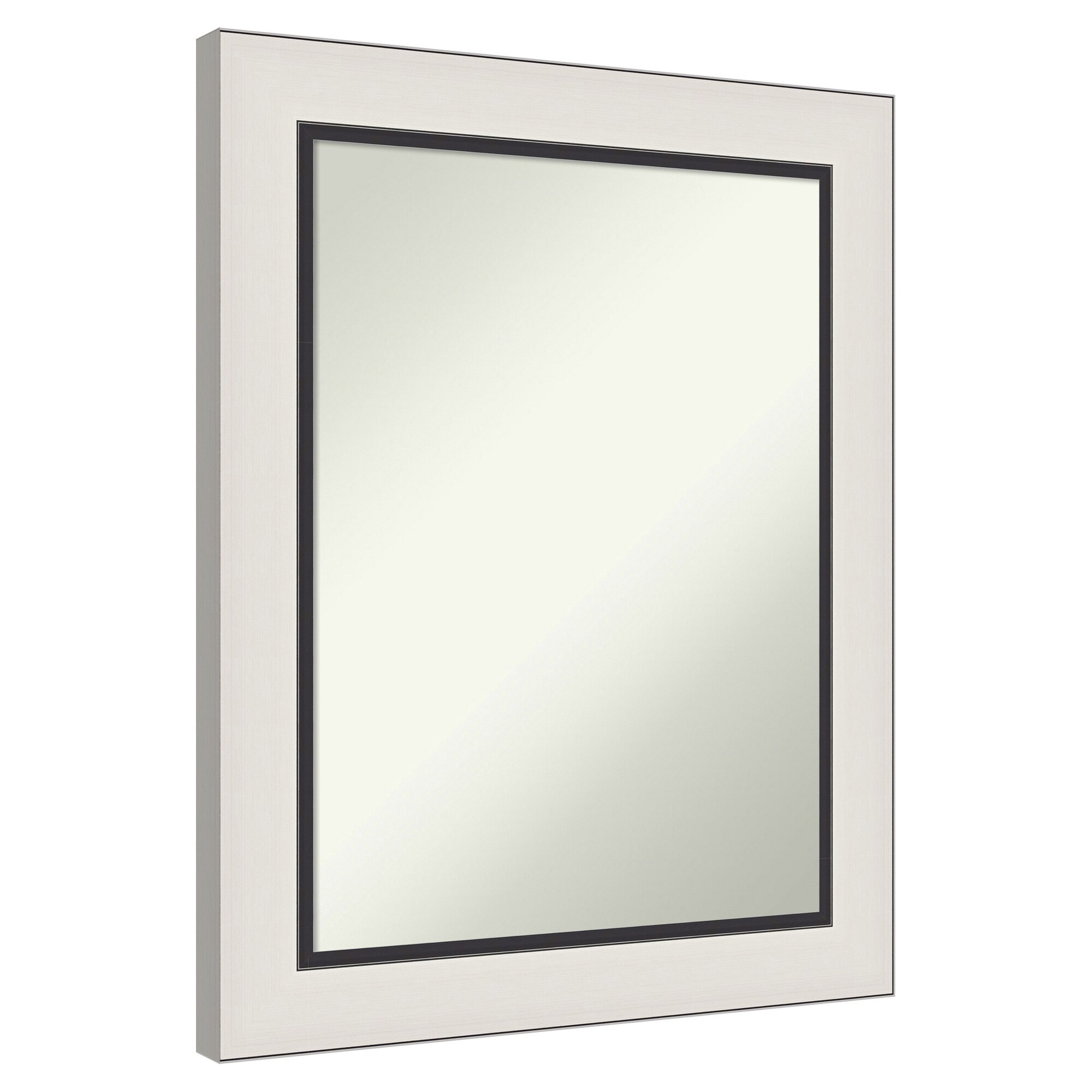 Amanti Art -  Non-Beveled Mirror Ellie Silver Black Framed Wood Bathroom Wall Mirror 29.5 x 23.5 in.