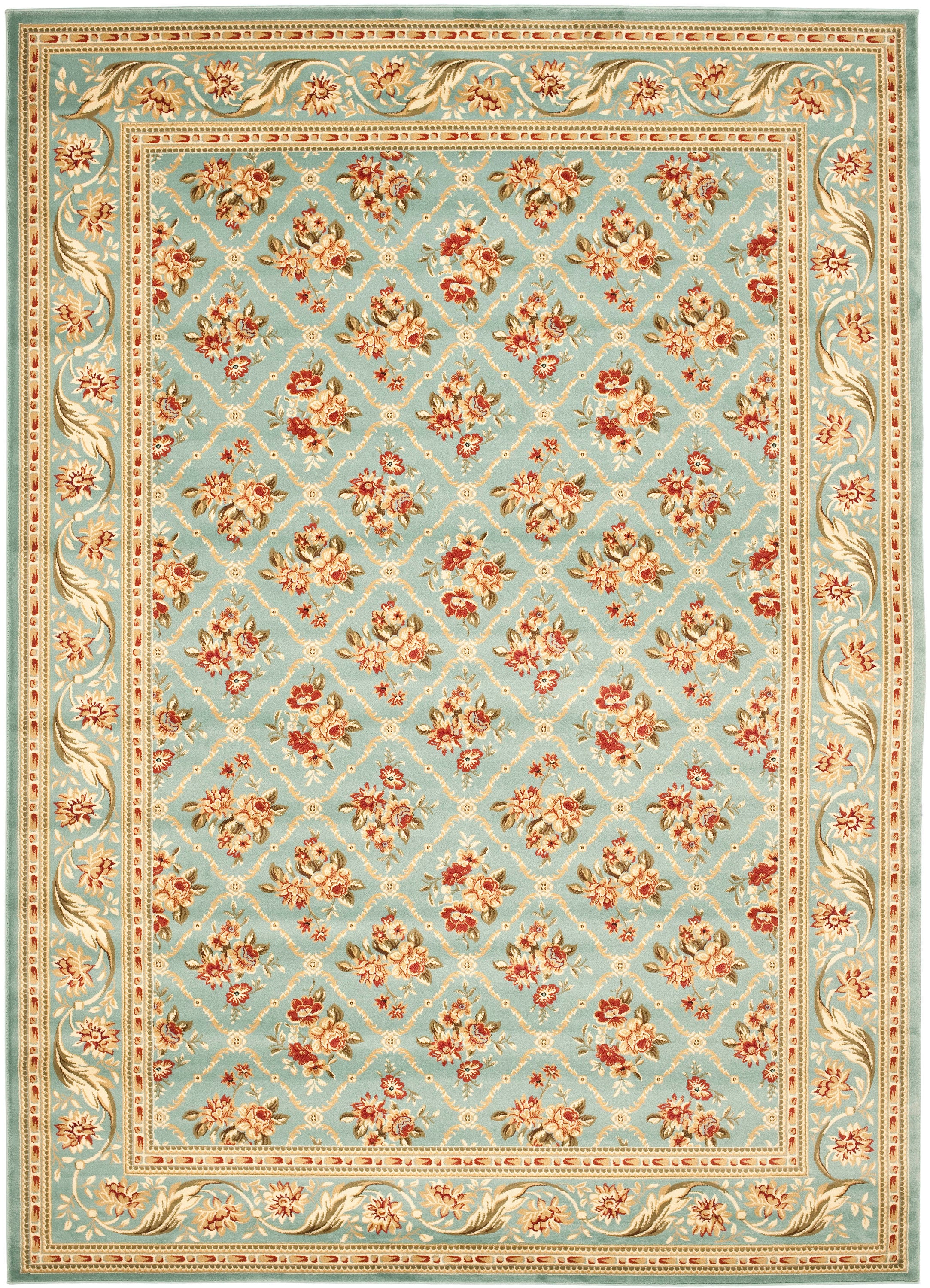 Safavieh LNH556-6565-8 Lyndhurst Floral Lattice 8 x 11 (ft) Loomed Polypropylene Blue/Blue Rectangular Indoor Floral/Botanical Oriental Area rug