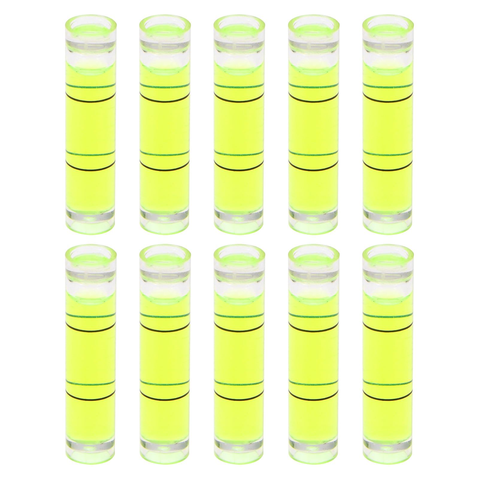 Harfington 10pcs Small Cylindrical Bubble Level Vials 8x35mm PMMA Mini Horizontal Bubble Spirit Level Measuring Layout Tools for RV TV Picture Frame Hanging Tool Leveler