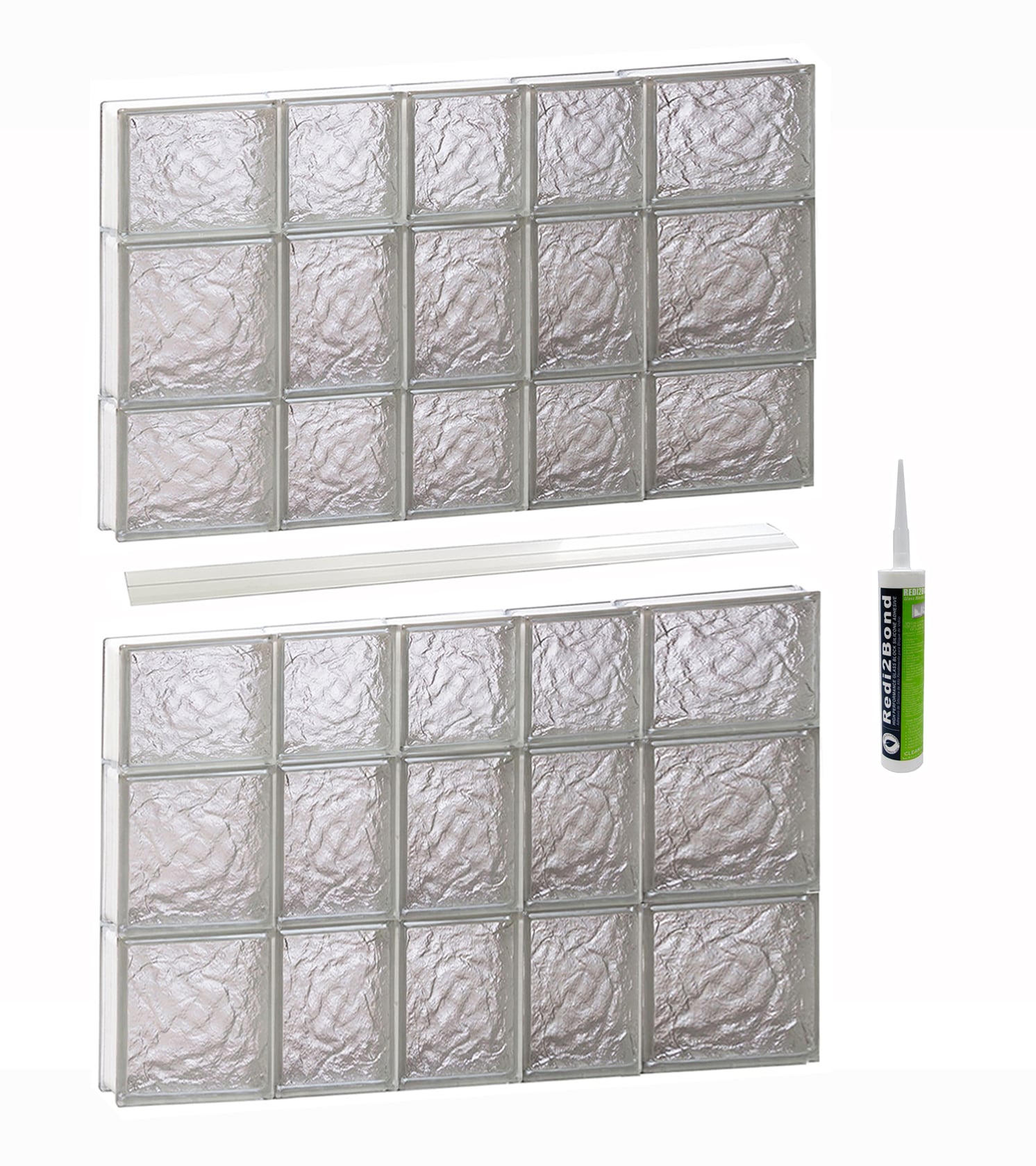 REDI2SET S3442IS Ice Glass 32-3/4-in x 40-1/2-in Frameless Replacement Glass Block Window