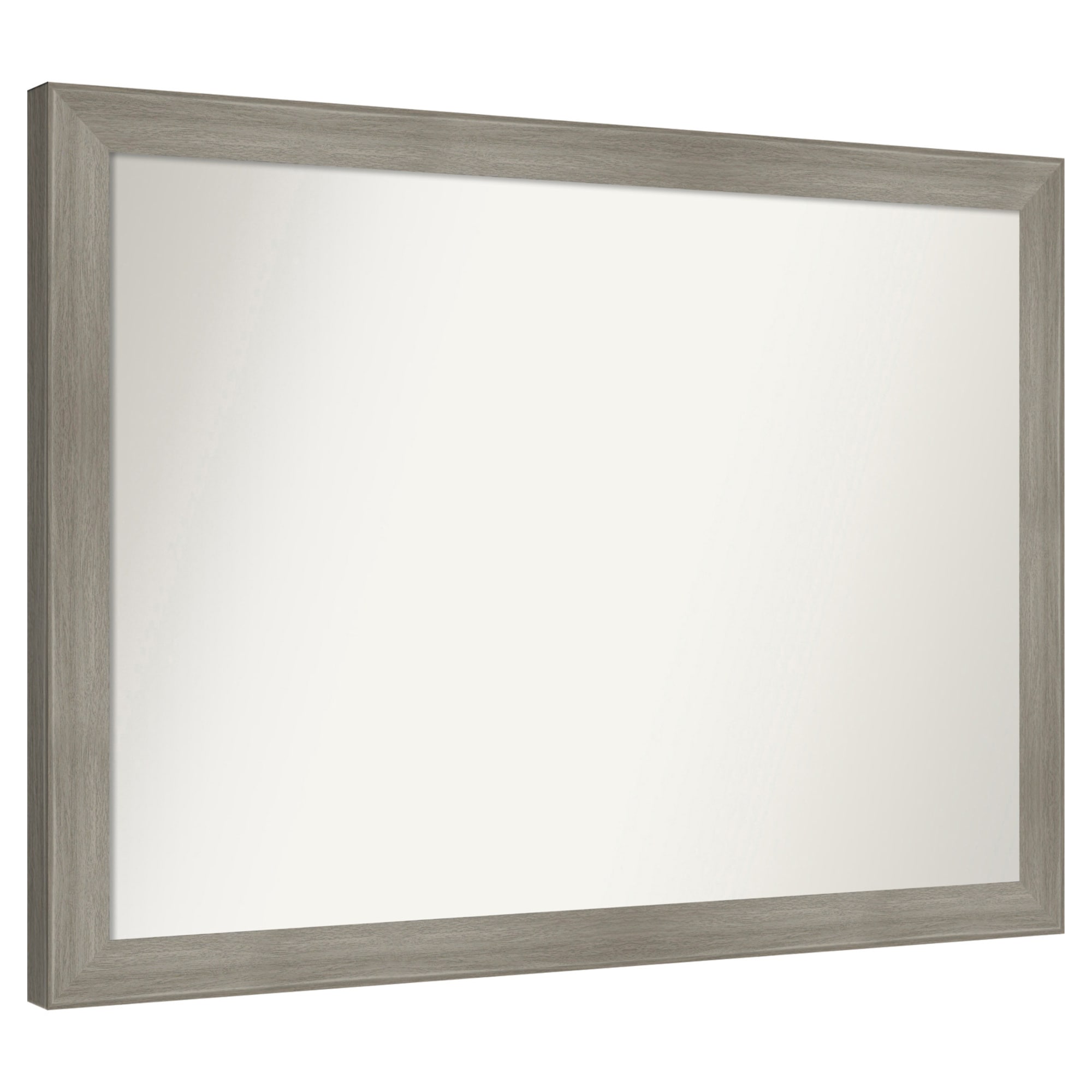 Amanti Art  Non-Beveled Mirror Grand Greywash Narrow Framed Wood Bathroom Wall Mirror 30.75 x 41.75 in.