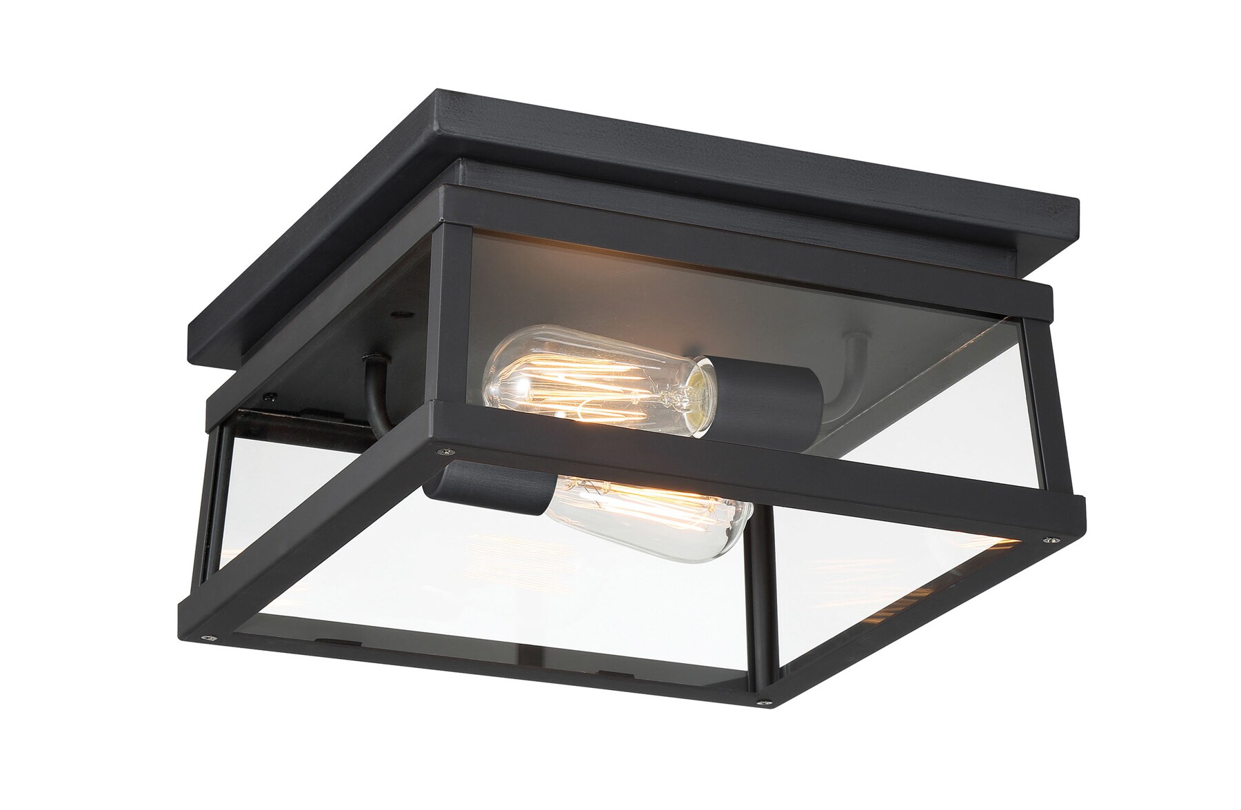The Great Outdoors 73217-66A Isla Vista 2 -Light 12-in Matte Black Indoor/Outdoor Flush Mount Light