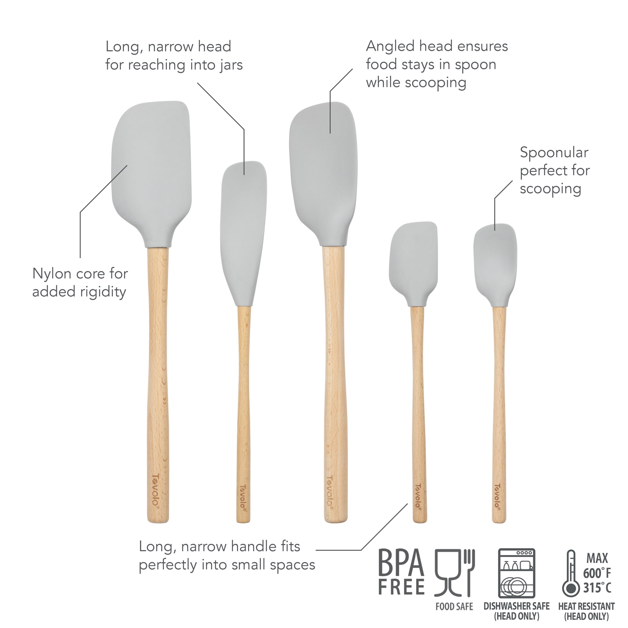 60 pieces Wood Handle Silicone Spatula Scraper - Kitchen Gadgets & Tools -  at 