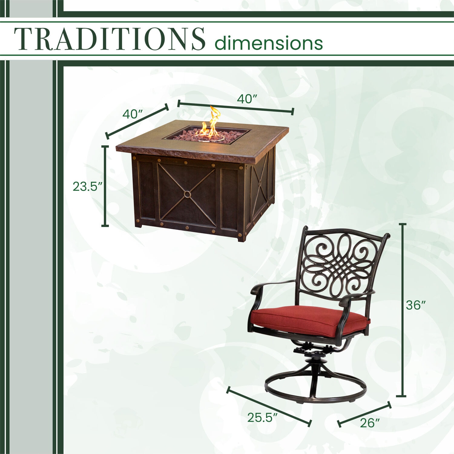 Hanover TRAD5PCDSW4FP-RED Patio-Conversation-Sets - View #3