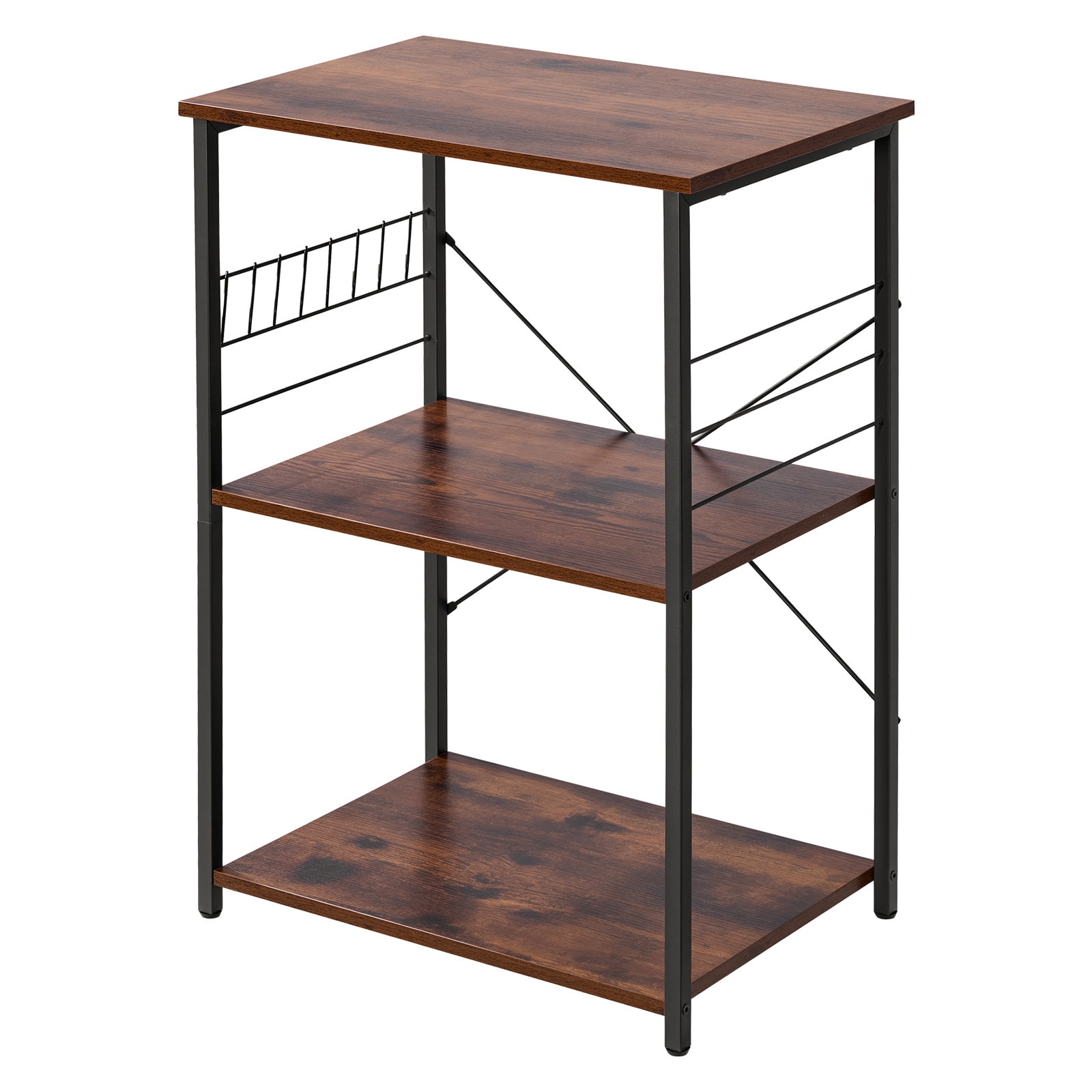 VEVOR Kitchen Utility Cart  3 Tier 23.7 in Microwave Stand Coffee Cart  Heavy Duty Storage Rack  Service Trolley on Wheels  Industrial Rolling Work Table with 8 Hooks  for Mini Oven  Toaster  Vintage