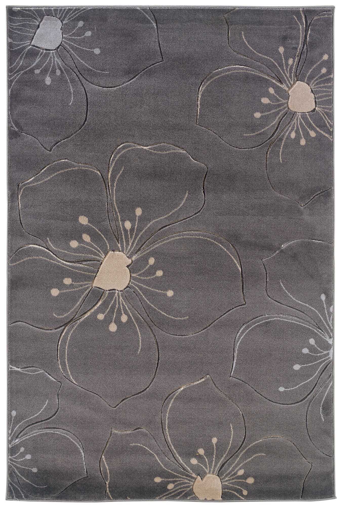 Linon RUG-MN0958 Milan 5 X 8 (ft) Grey Indoor Floral/Botanical Area Rug