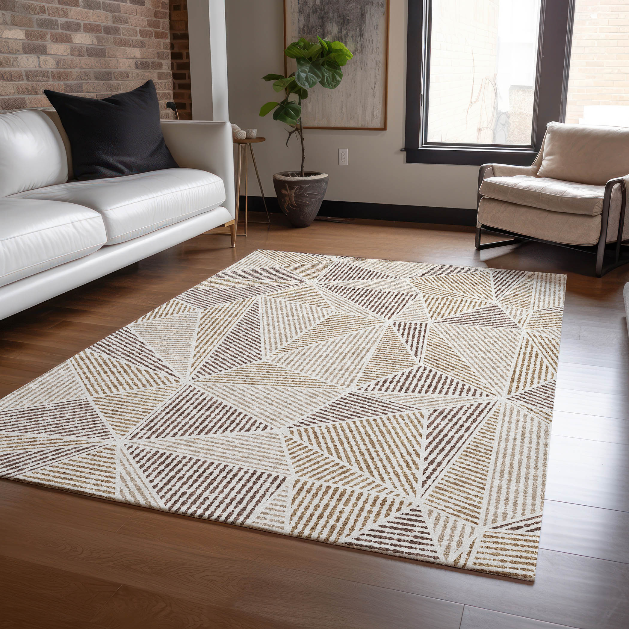 Addison Rugs ACN618BR10X14 Chantille ACN618BR 10 x 14 (ft) Polyester Brown Rectangular Indoor/Outdoor Abstract Machine washable Area rug