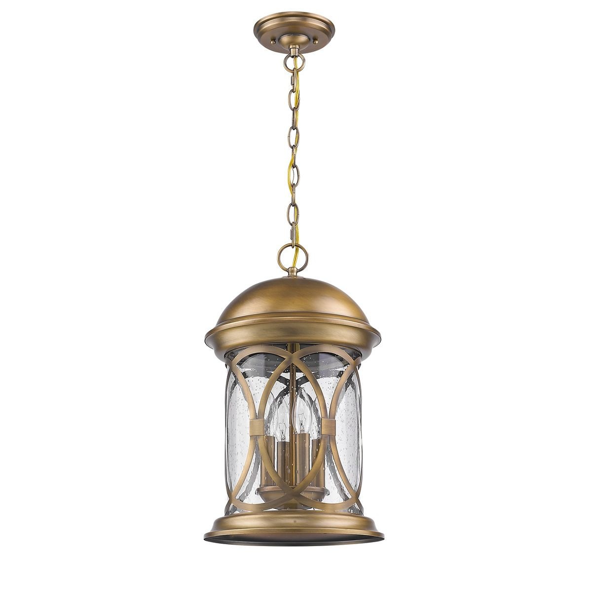 Slickblue Antique Brass Garden Textured Seeded Bubble Glass and Stainless Steel 18.5-in with Dimmable Design for Backyard