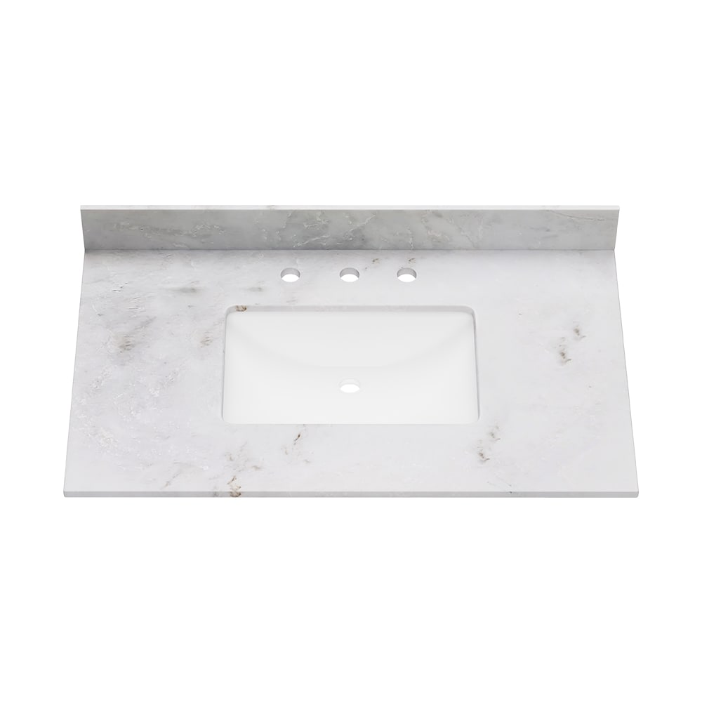 Carlsber 37" White Marble Undermount Single Sink Vanity Top