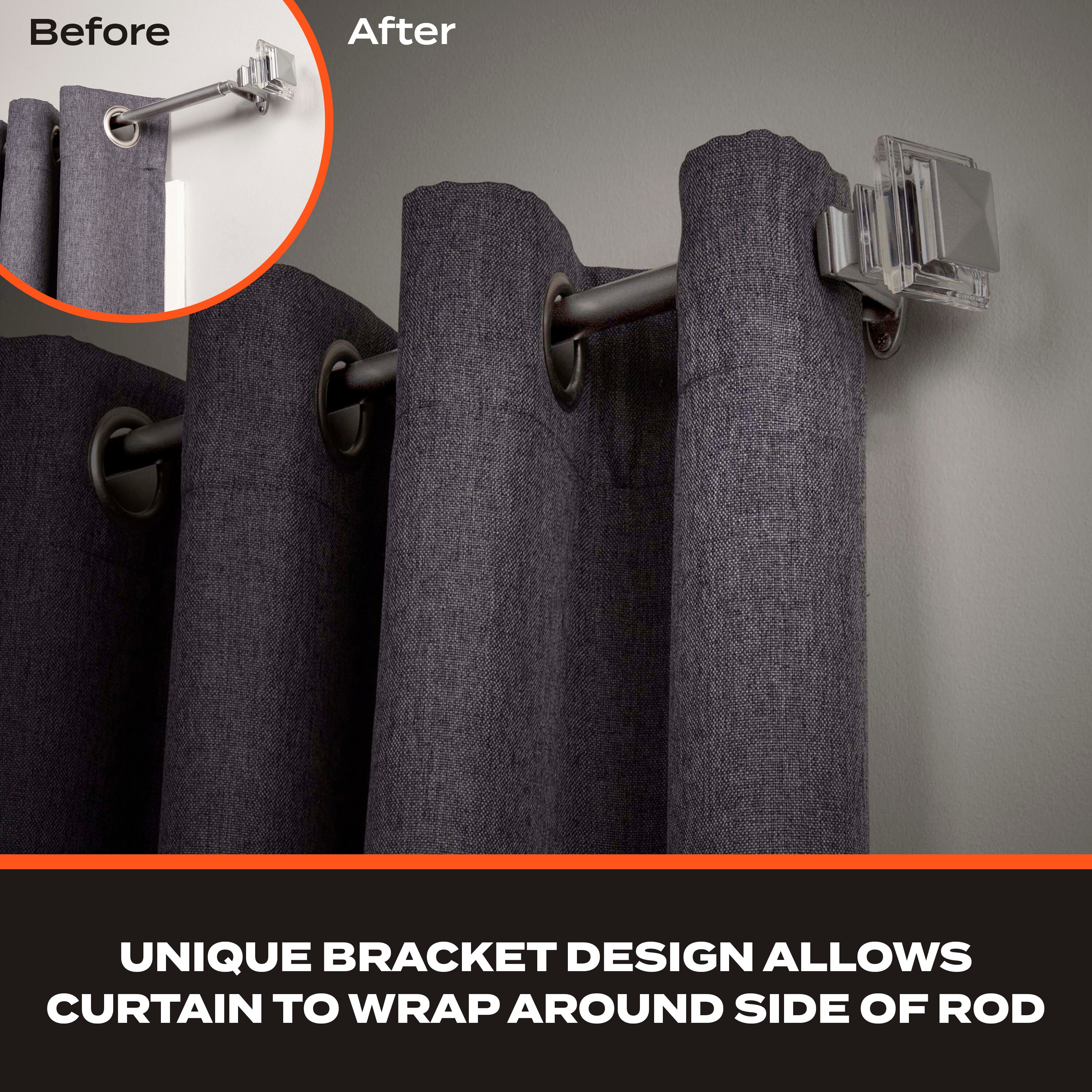 Sun Zero 36-in to 66-in Brushed Nickel Steel Wrap-Around Curtain Rod ...