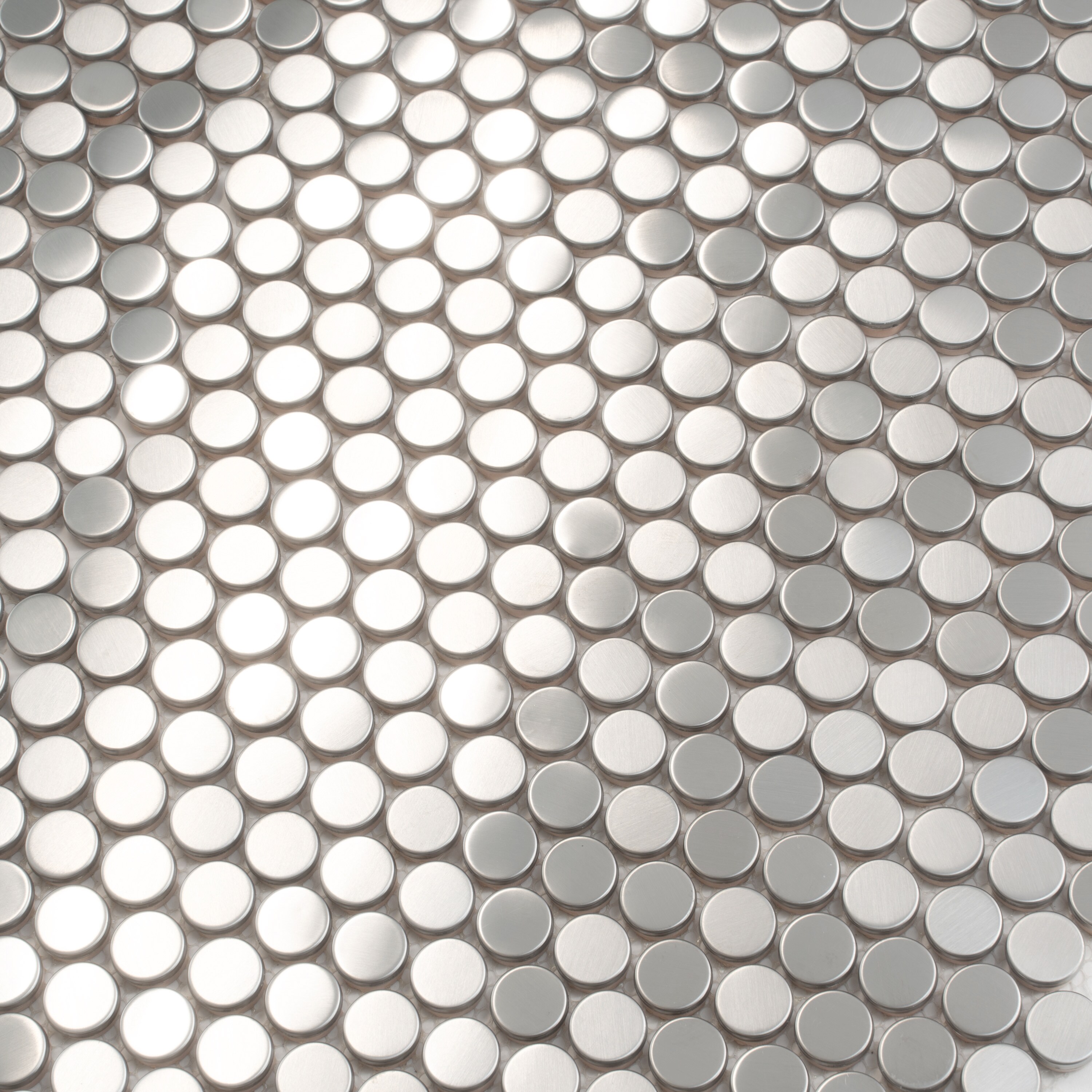 12" x 12" Polished Platinum Metal Penny Round Mosaic Tile