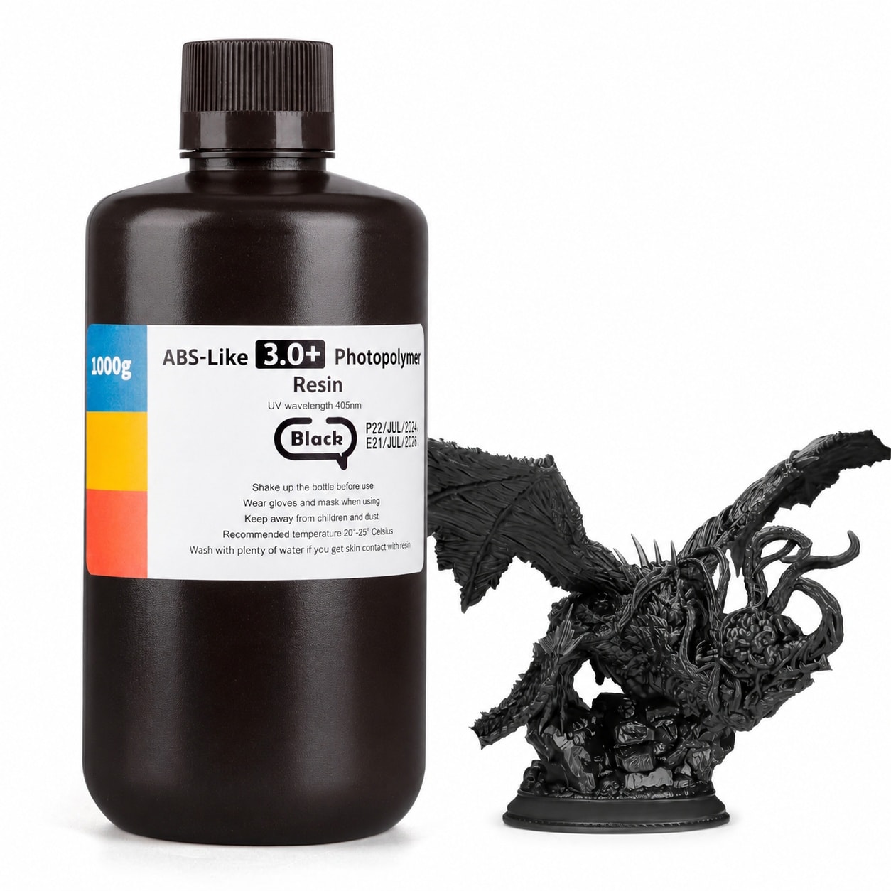 Linder Group Inc ABS like 3D printer resin high heat resistant fast curing high precision non brittle tough photopolymer black 1000g Bottle for LCD DLP