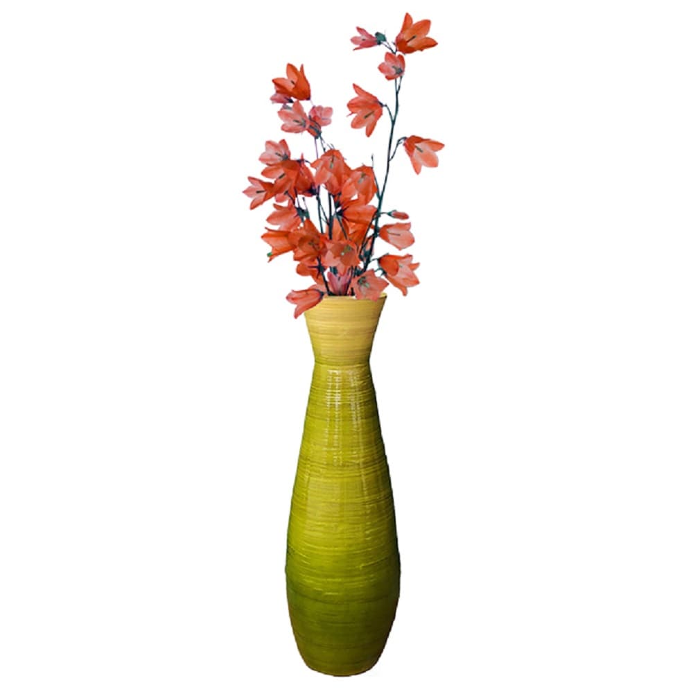 Uniquewise QI003242.M.GN Green Wood Modern Vase