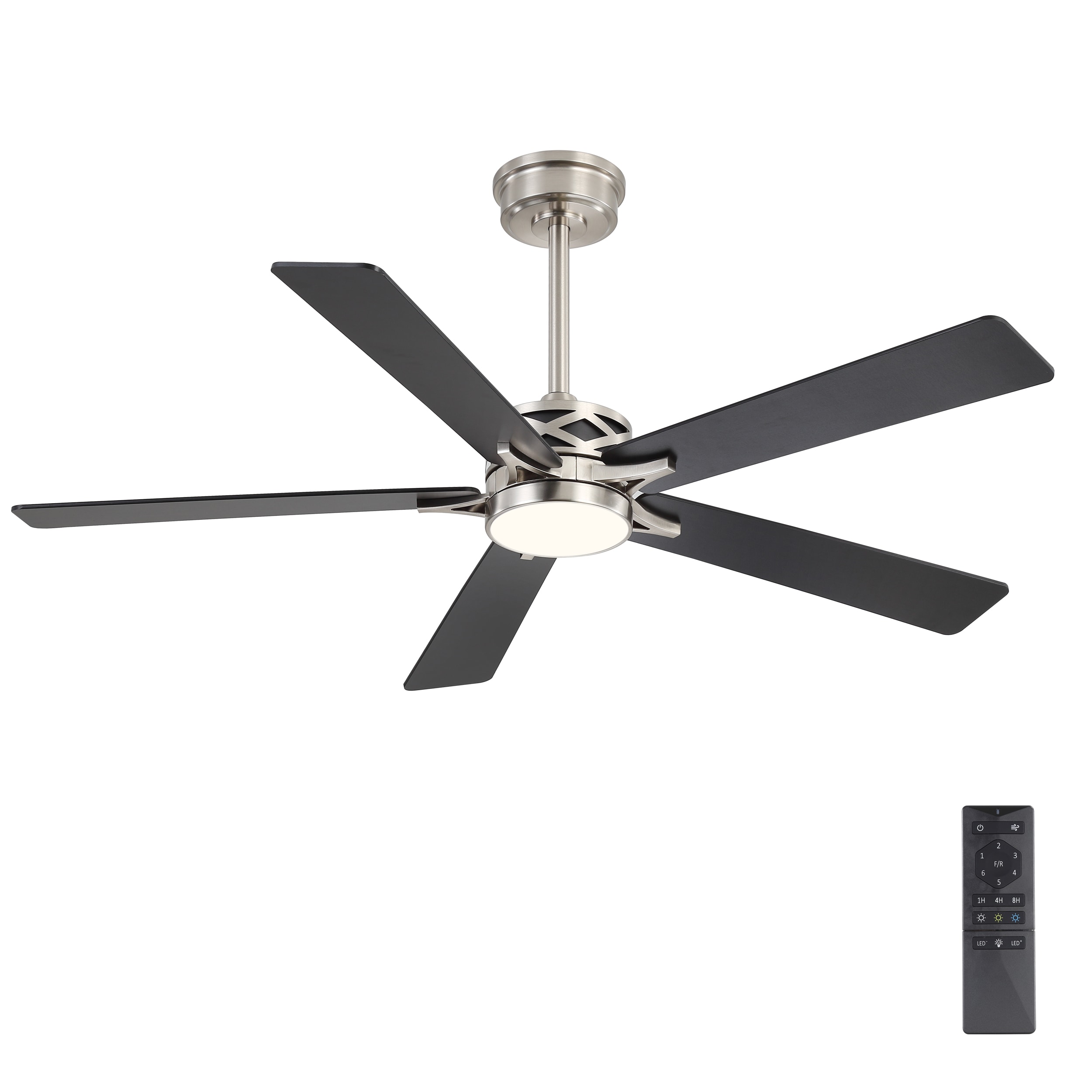 MLIAN WBCF-BS207-NB 72-in Color-Changing Integrated LED Black with Black Blades Ceiling Fan With Light - Remote Included ( 5 -Blade )