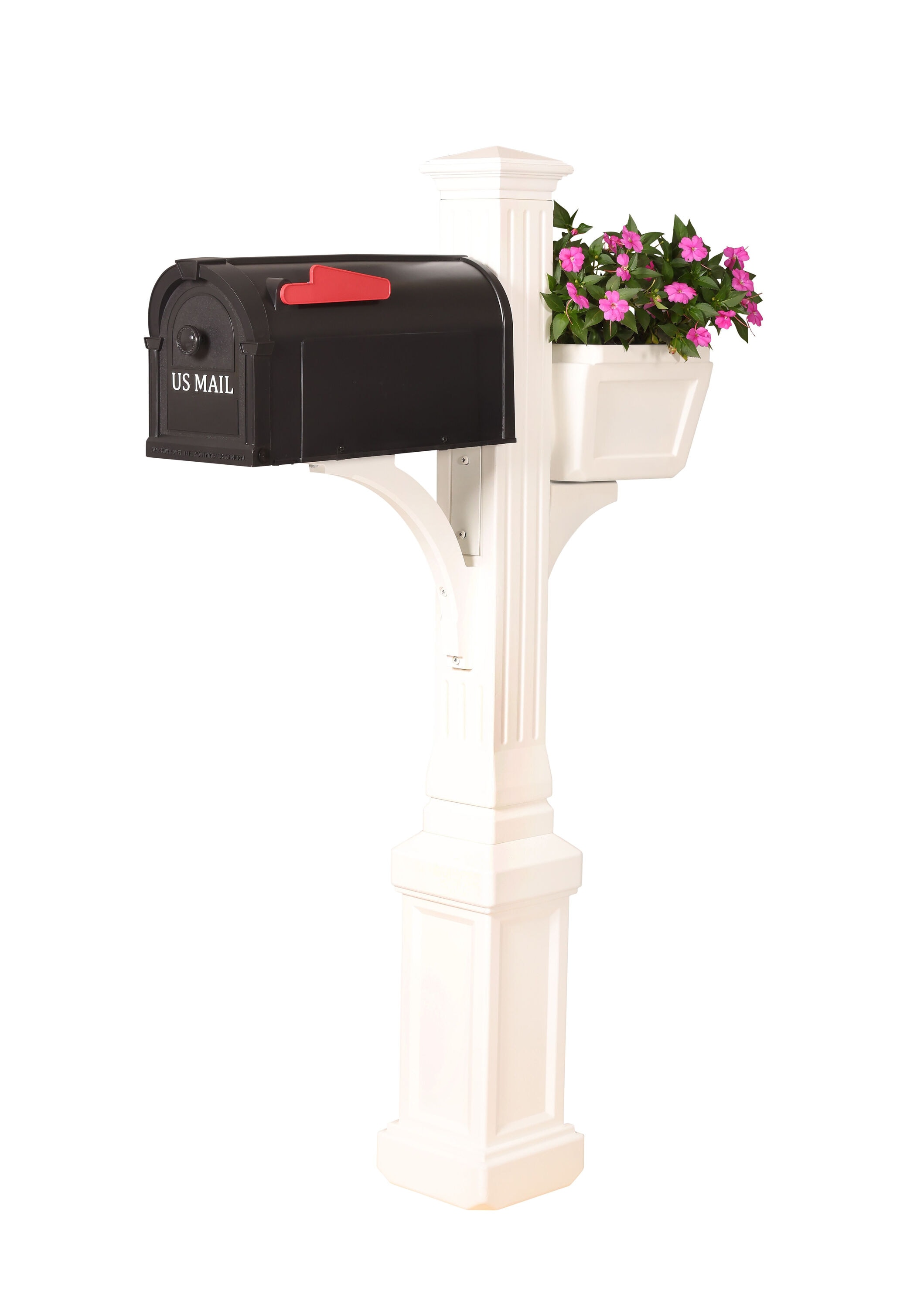 Postal Pro The Estate Mailbox Post with Planter PP235PLWH at Lowes.com