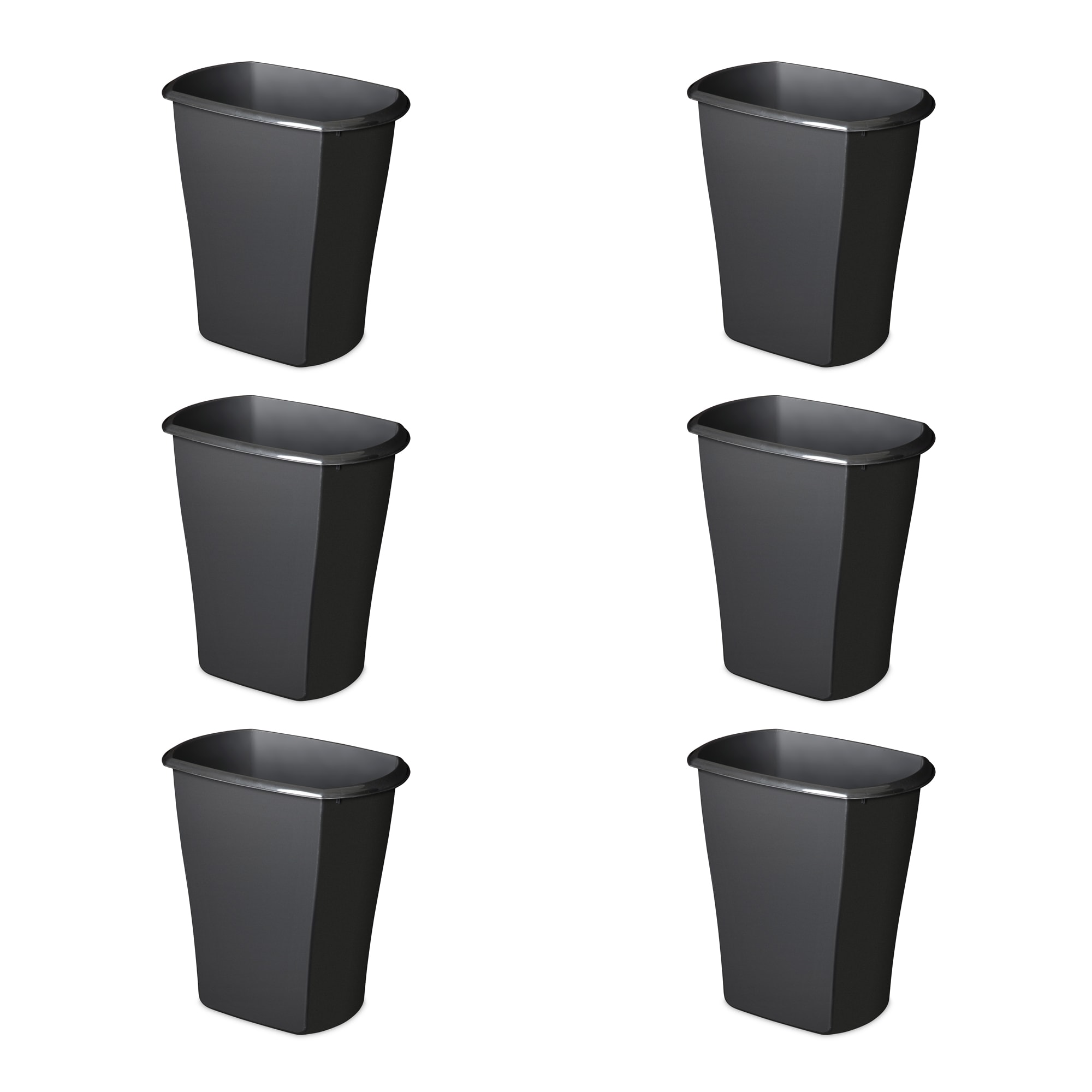Sterilite 178456 10 Gallon Black Plastic Indoor Kitchen Lidless Trash Can