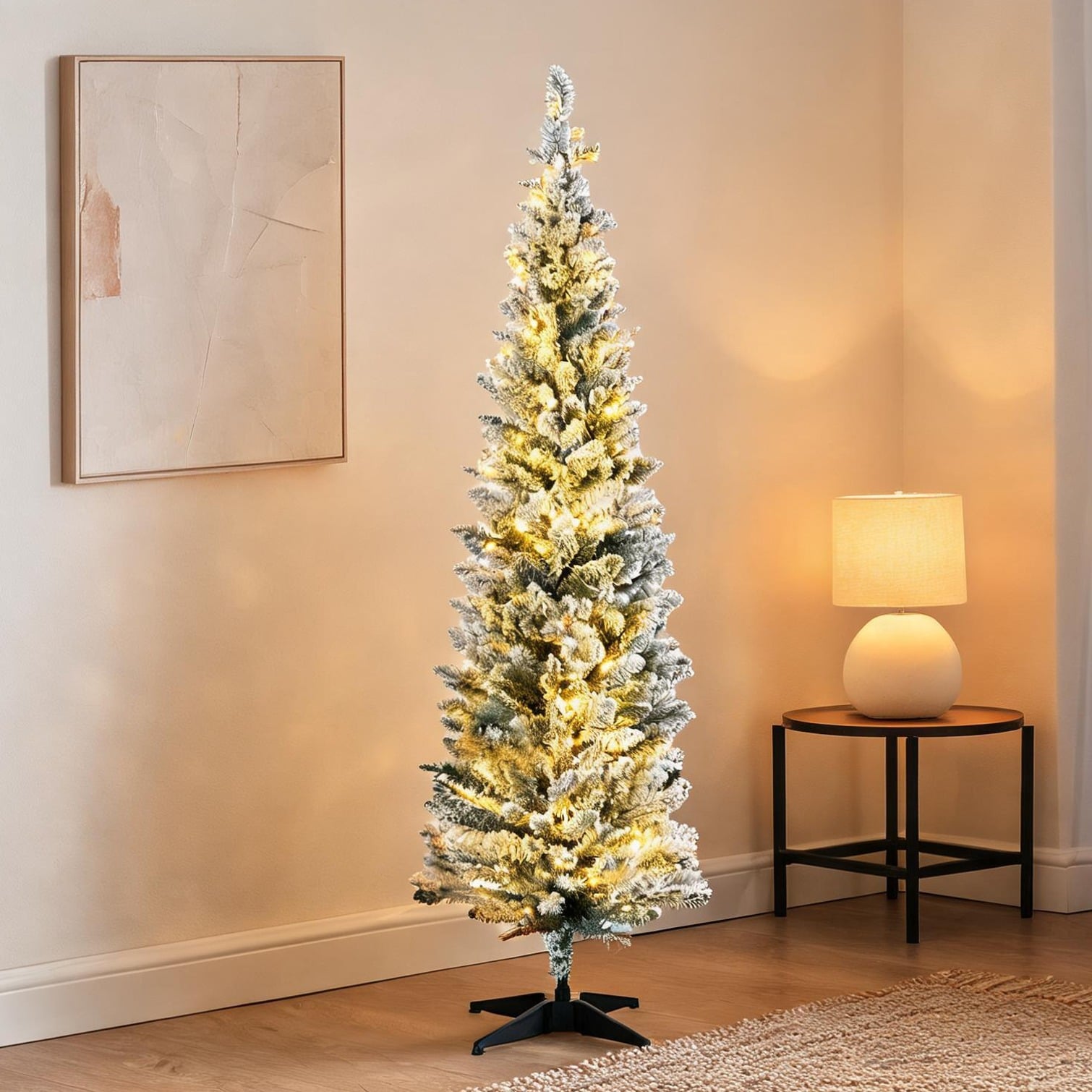Watnature LED Lighting Christmas Trees combining 6 ft Tall Green Plastic and Classic Green with Storage