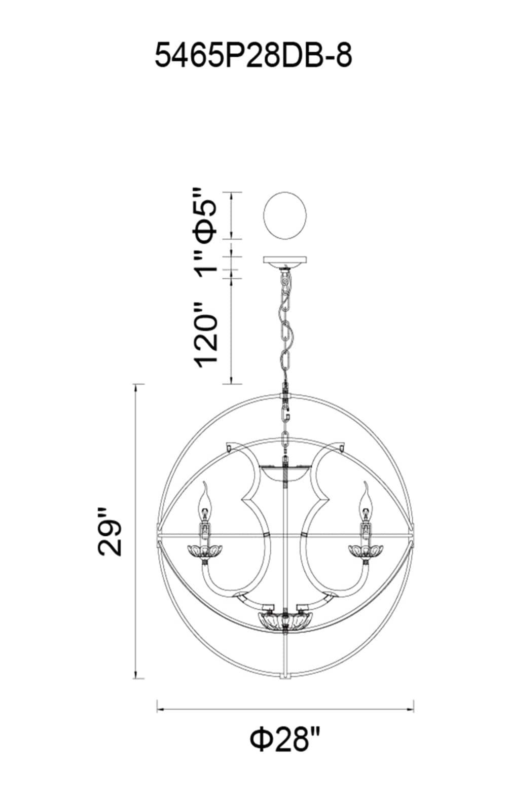 Campechia 28'' Brown Metal and Crystal Orbital Chandelier