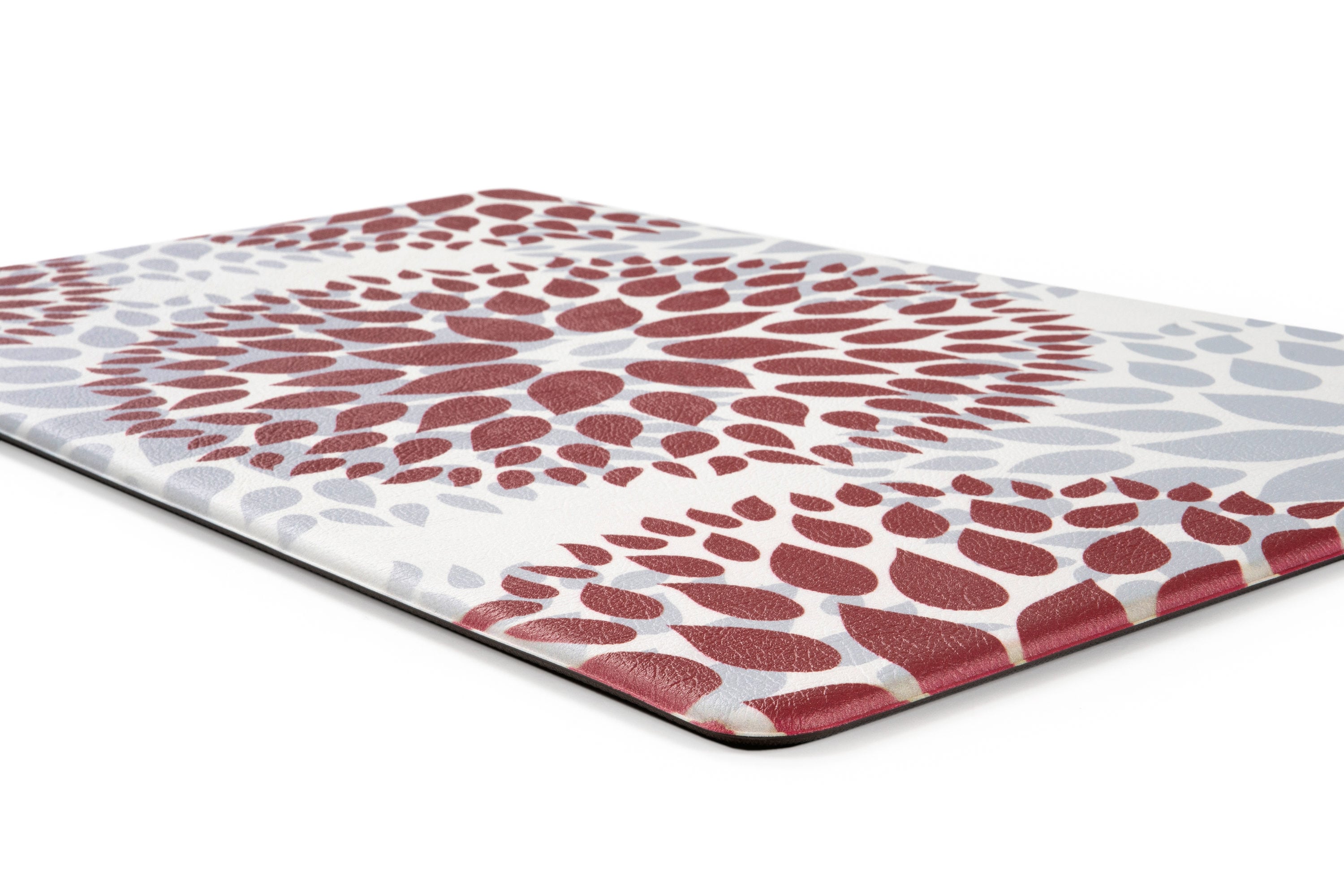 Red and White Modern Floral Anti-Fatigue Standing Mat 18" x 47"