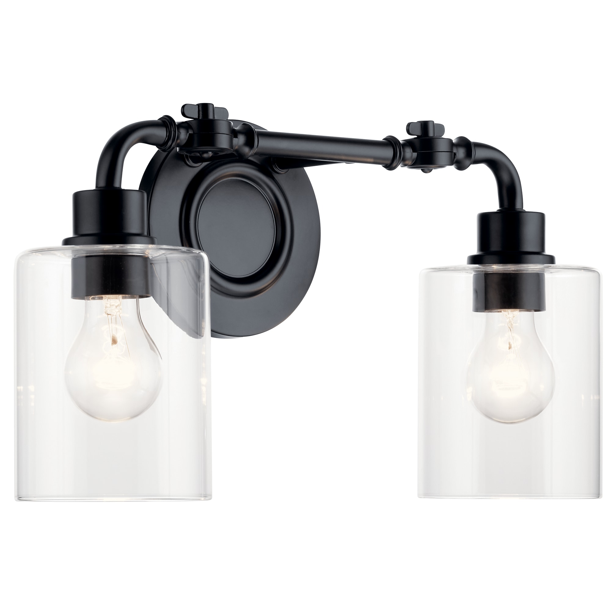 Kichler 45665BK Gunnison 17-in 2 -Light Black Industrial Vanity light