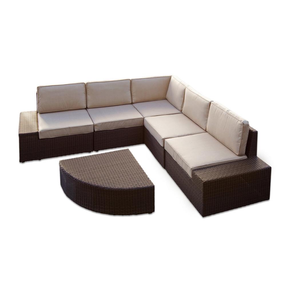 Best Selling Home Decor 214311 Santa Cruz 6-Piece Rattan Patio Conversation Set with Tan Cushions