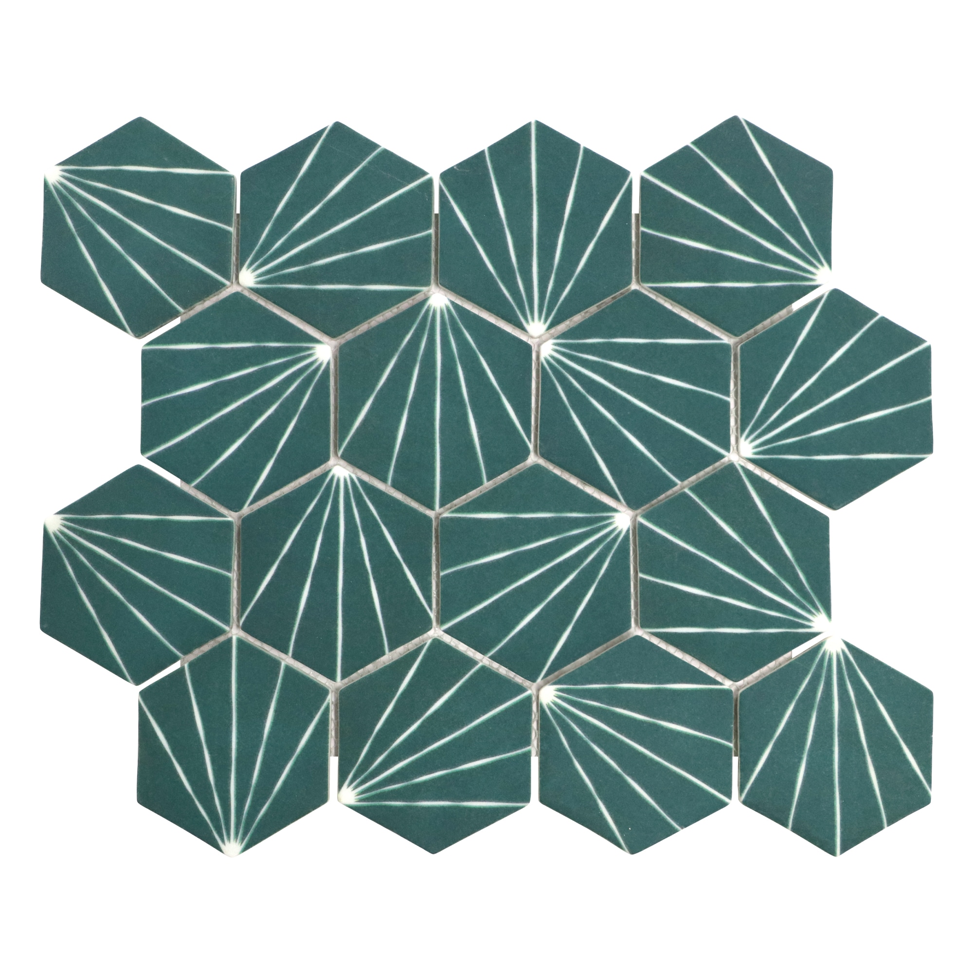 SUNWINGS Green 10-in x 12-in Matte Recycled Glass Hexagon 