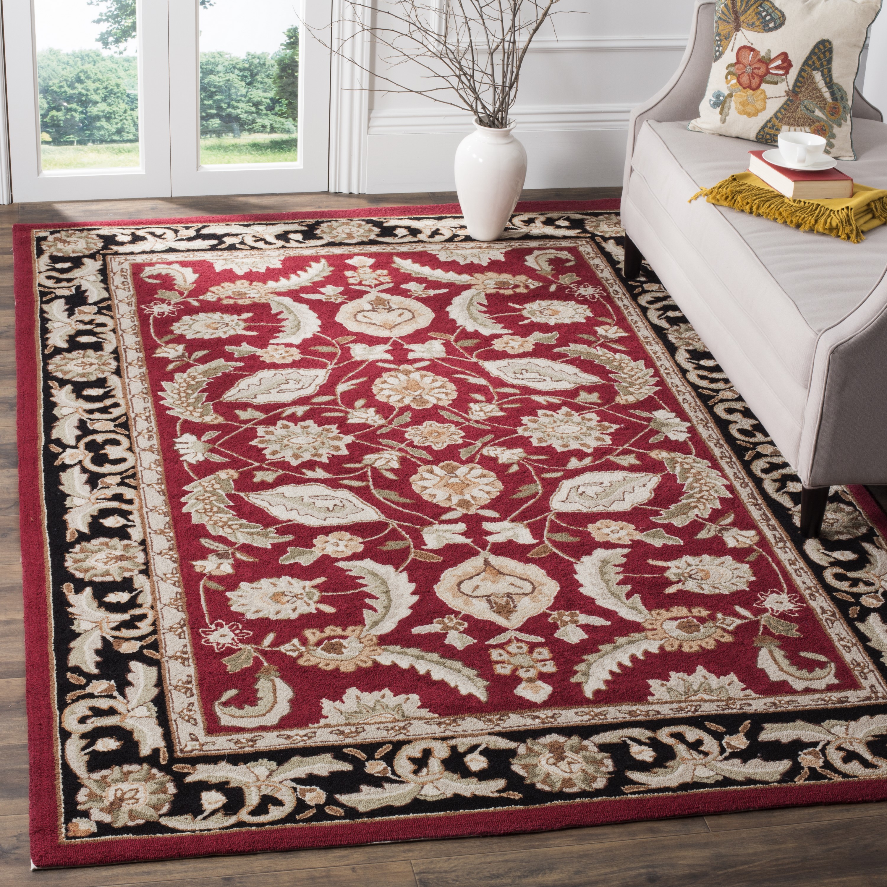Handmade Easy Care Red Synthetic Tufted Area Rug, 4x6 ft