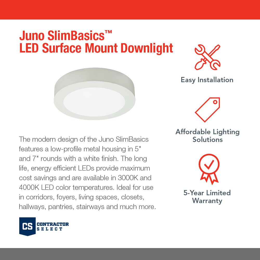 Juno 7-Inch White LED Surface Mount Downlight