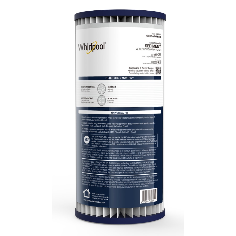 Whirlpool Sediment and particulate Whole house Replacement Filter #WHKF-WHPLBB