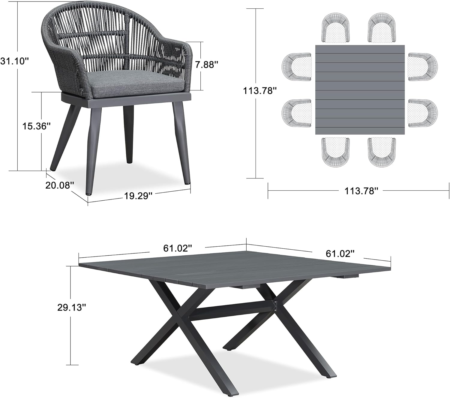 PURPLE LEAF LS03-VT09-155-GY Patio-Dining-Sets - View #8