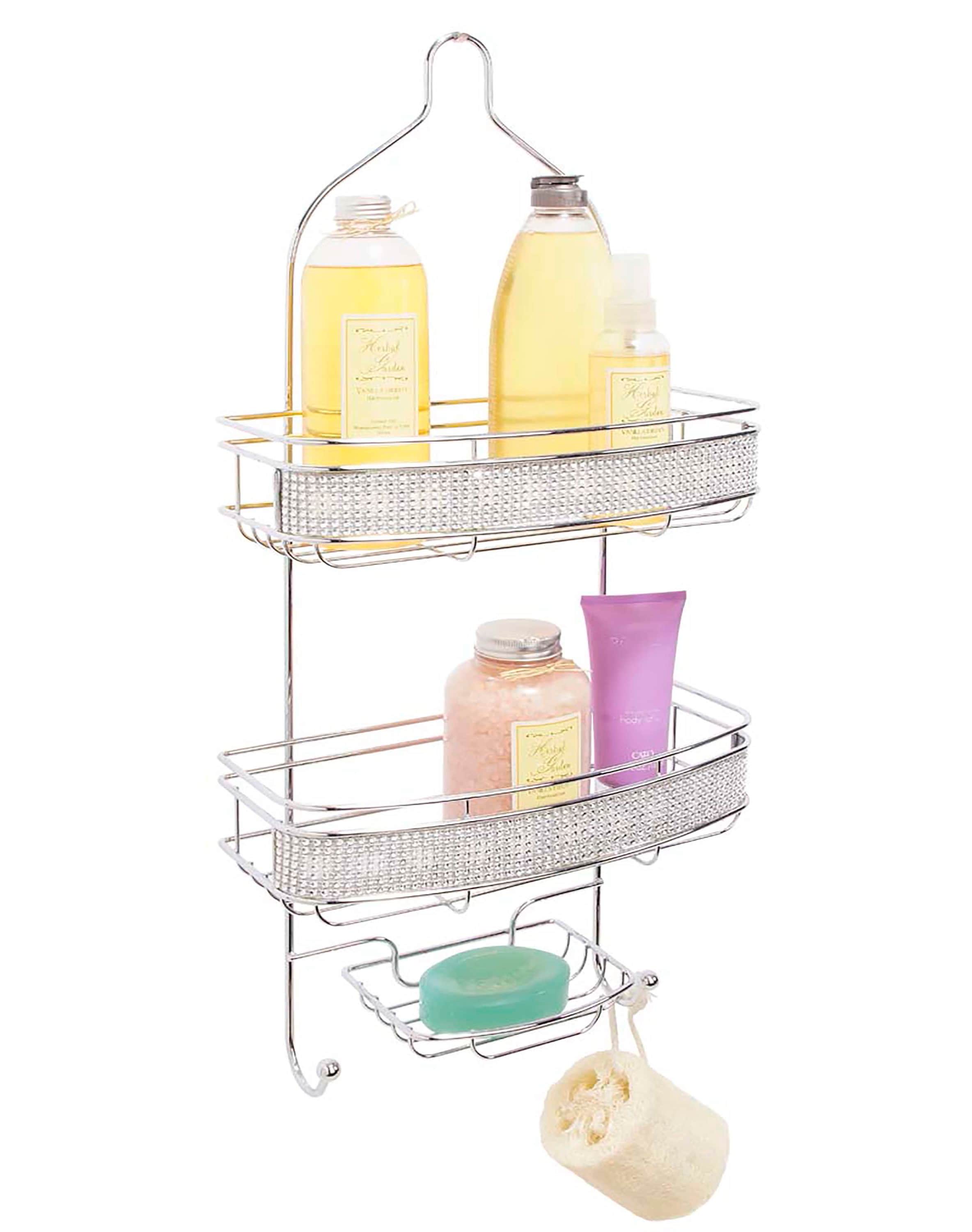 Bath Bliss White Plastic 2-Shelf Hanging Shower Caddy 4.33-in x 12.6-in x  27.17-in